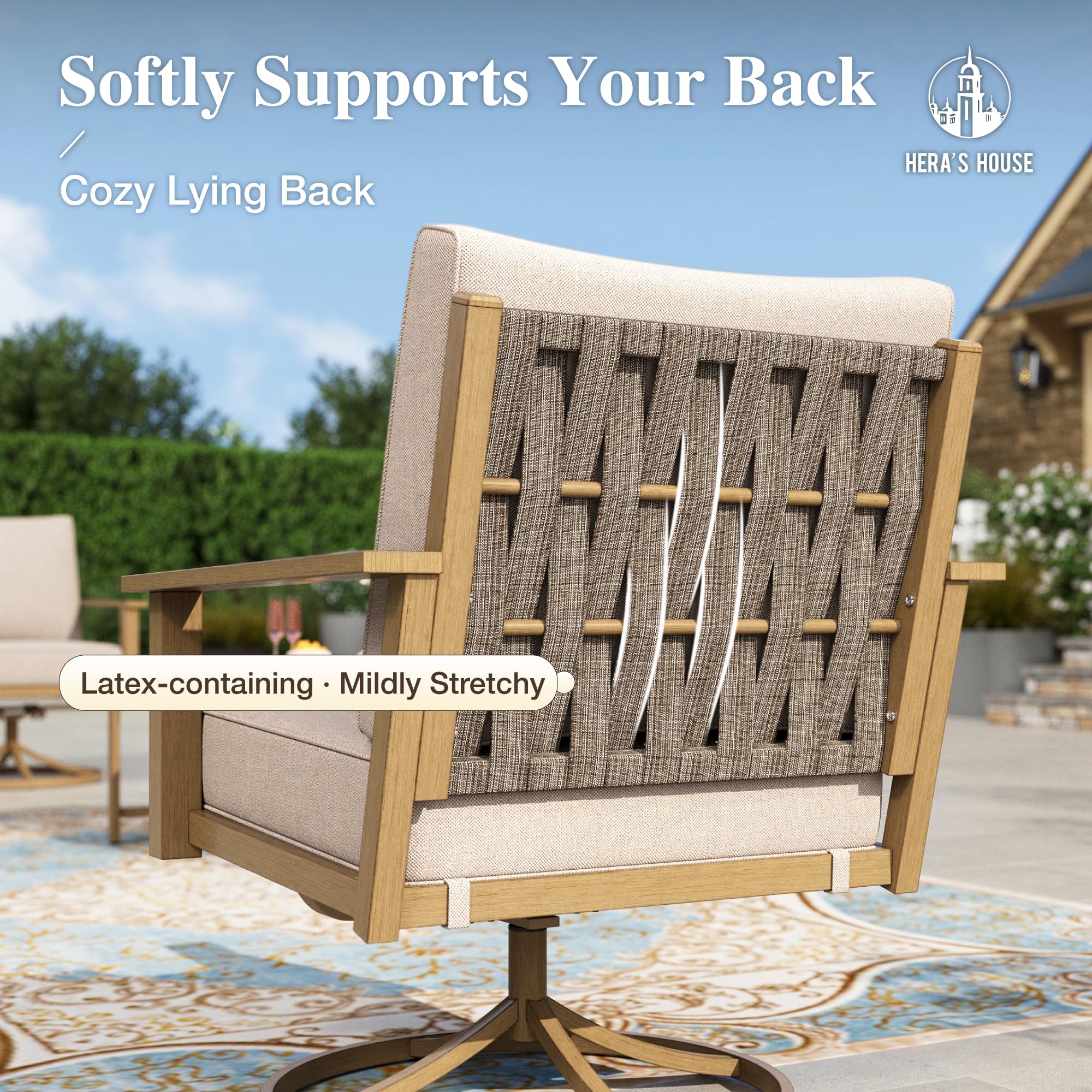 5-Piece Outdoor Patio Conversation Set with Swivel Chairs