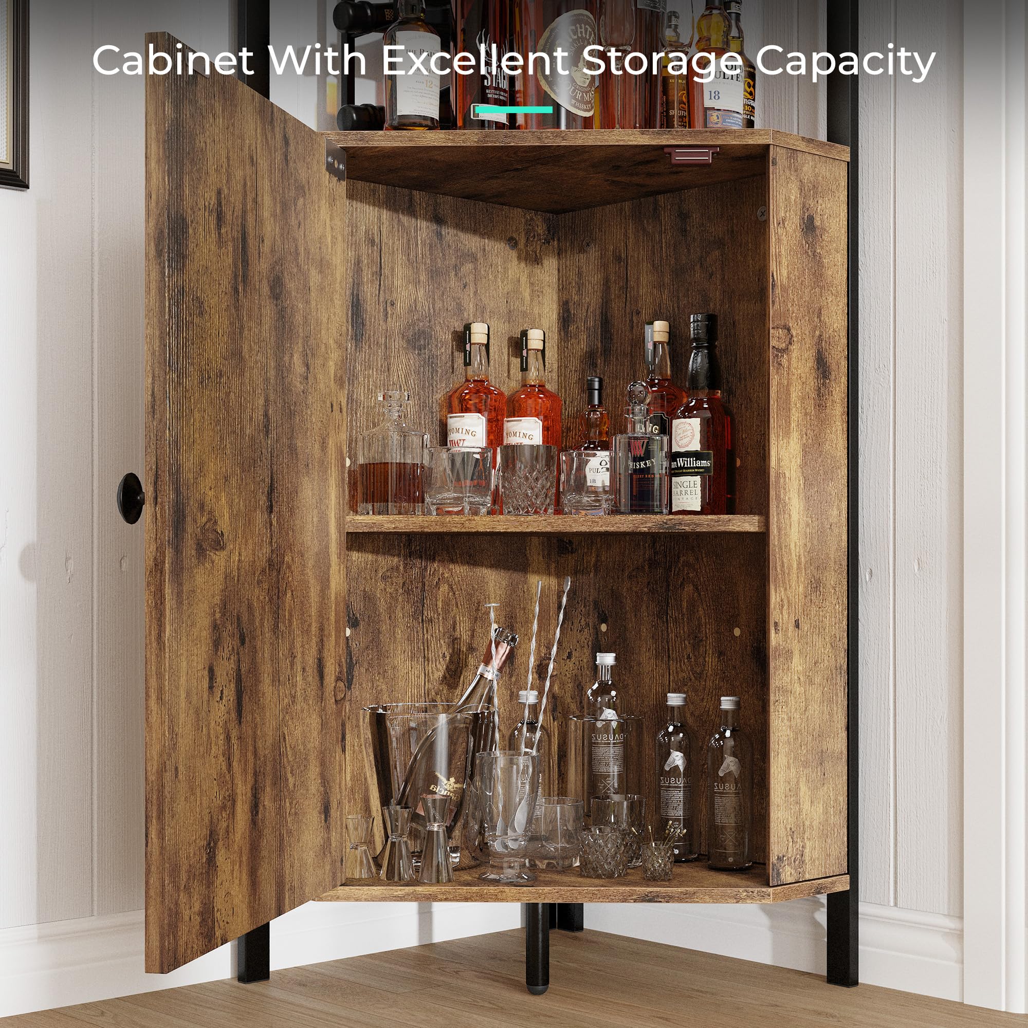 Corner Bar Cabinet with Wine Rack