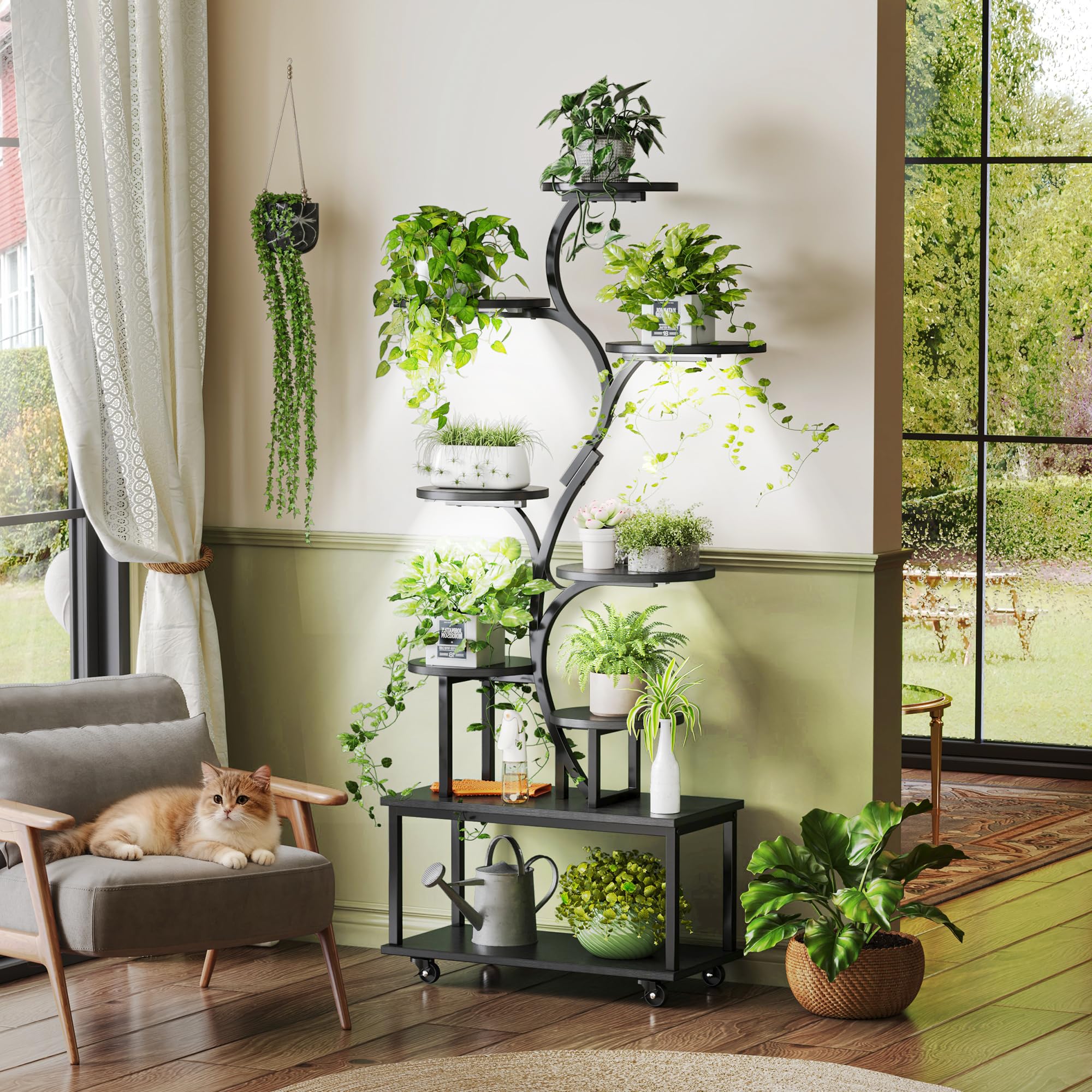 63.6 Inch Plant Stand with Grow Lights - 9 Tiered Indoor Corner Rack