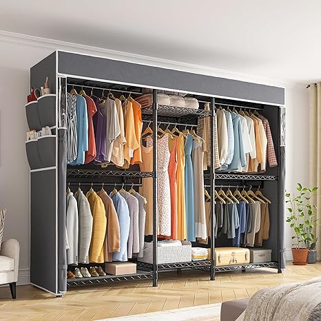 Heavy Duty Clothes Rack with 5 Rods and 8 Shelves
