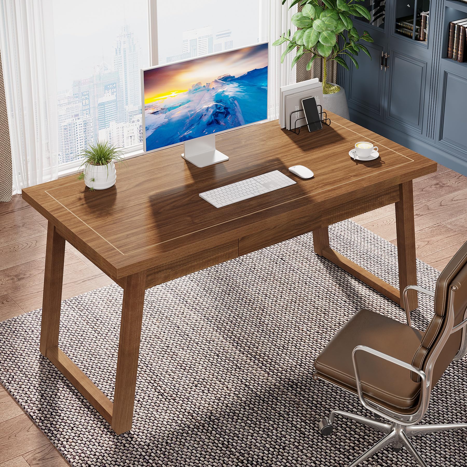 55" Executive Desk with Drawer