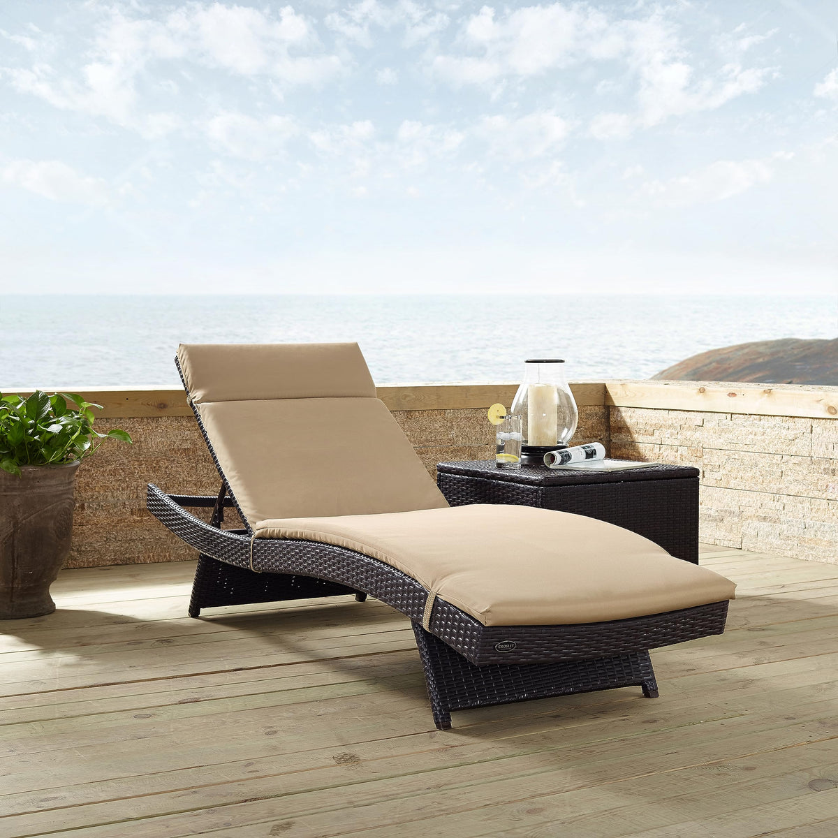 Biscayne Reclining Wicker Outdoor Chaise Lounge Chair