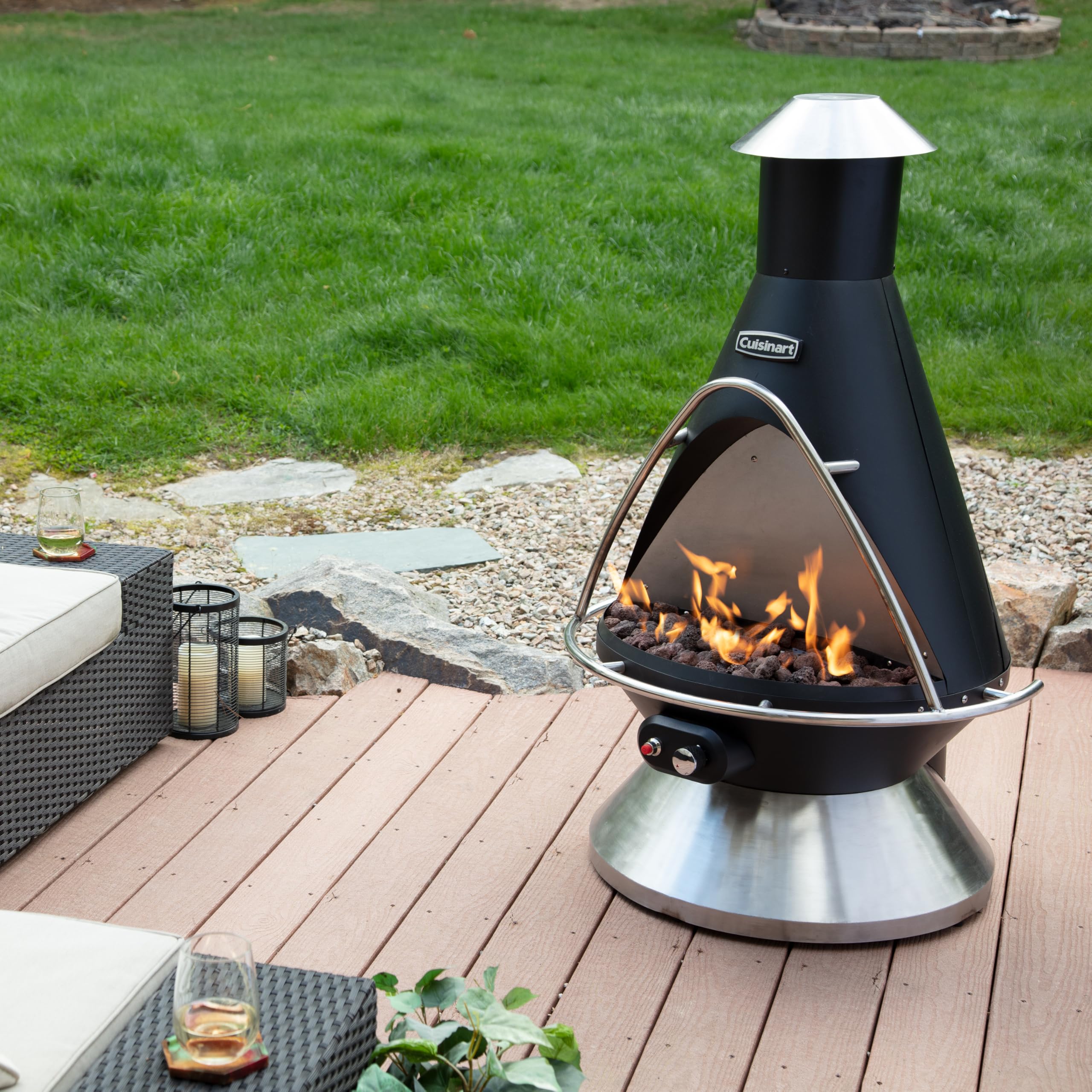 Chimenea Propane Fire Pit - 40,000 BTU Adjustable Gas Fire Pit