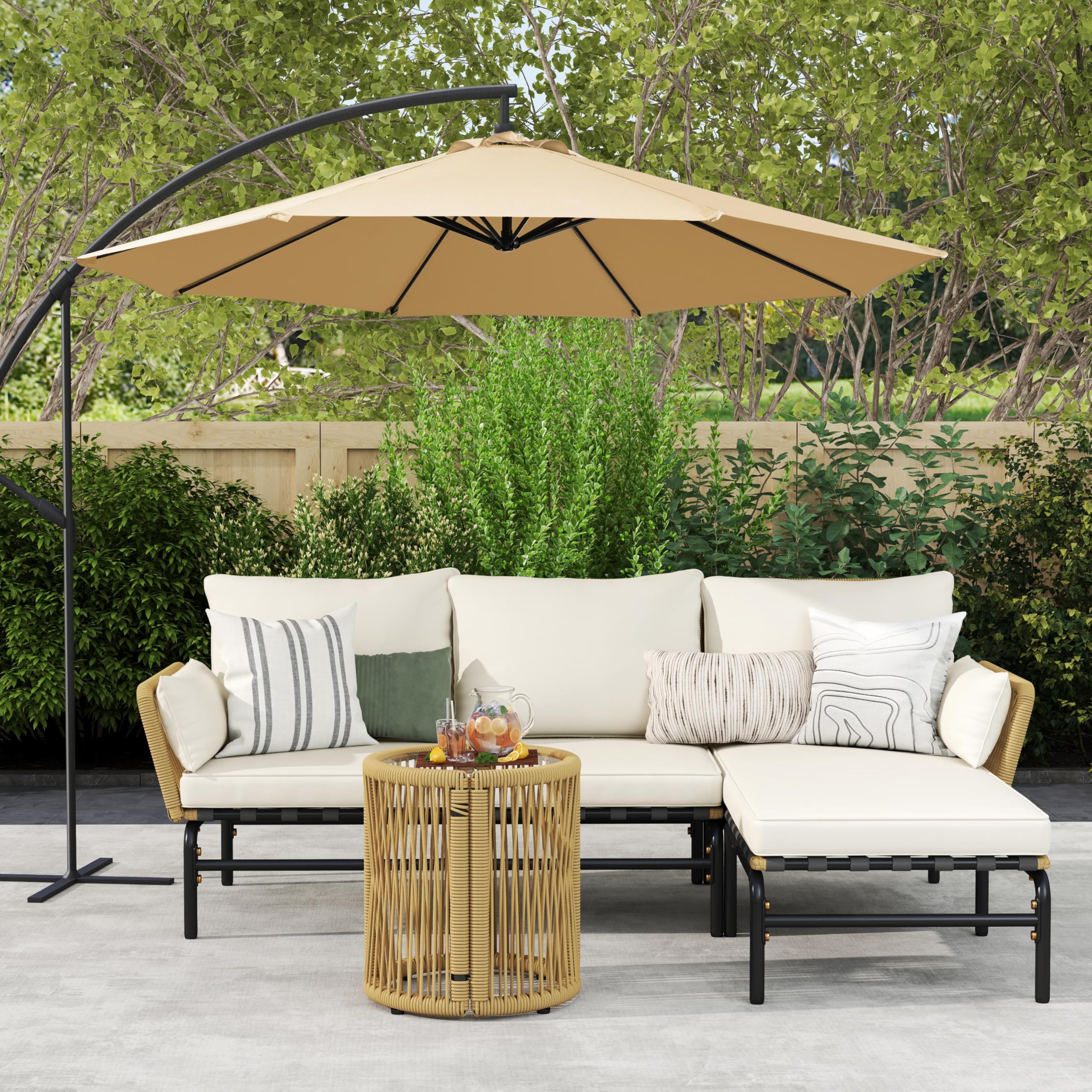 3-Piece L-Shaped Outdoor Patio Conversation Set