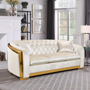 Velvet Chesterfield Sofa 3 Seater White