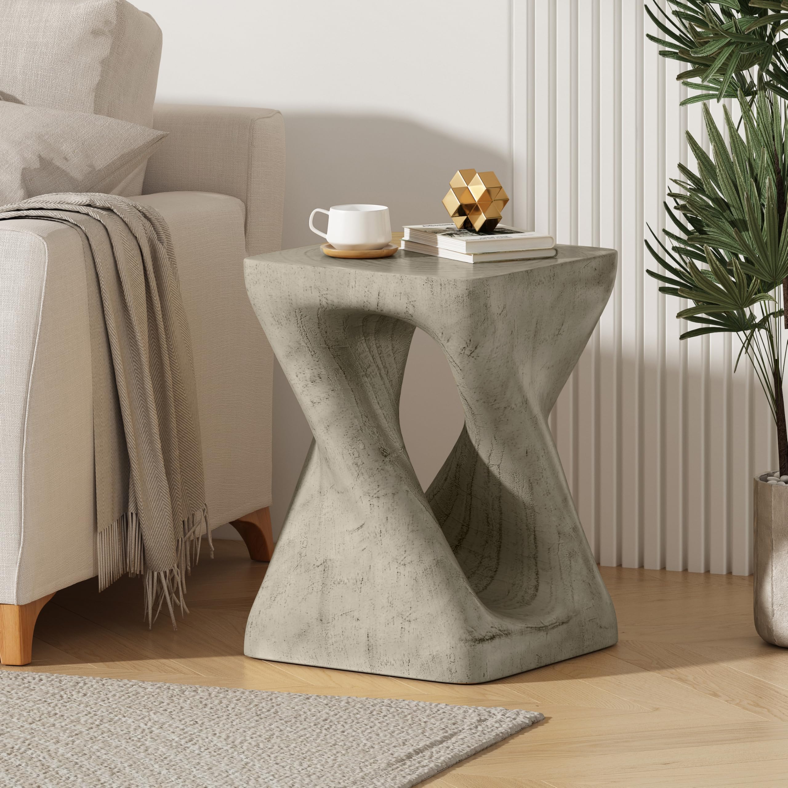 Spiral Twist Outdoor Accent Table Grey