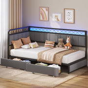 Twin Daybed with Storage Drawers and LED Charging Station