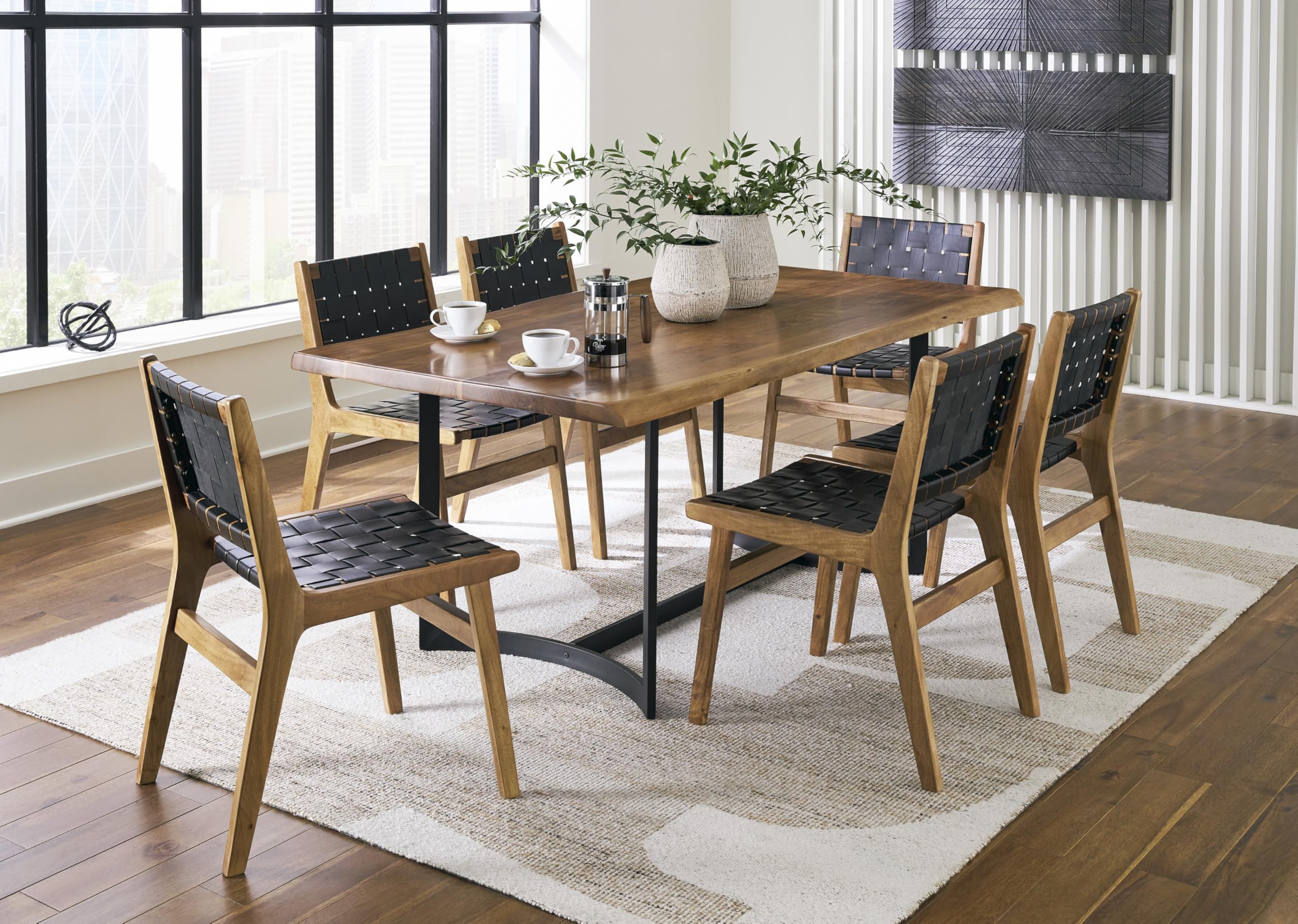 Fortmaine Contemporary Dining Table with Natural Live Edge