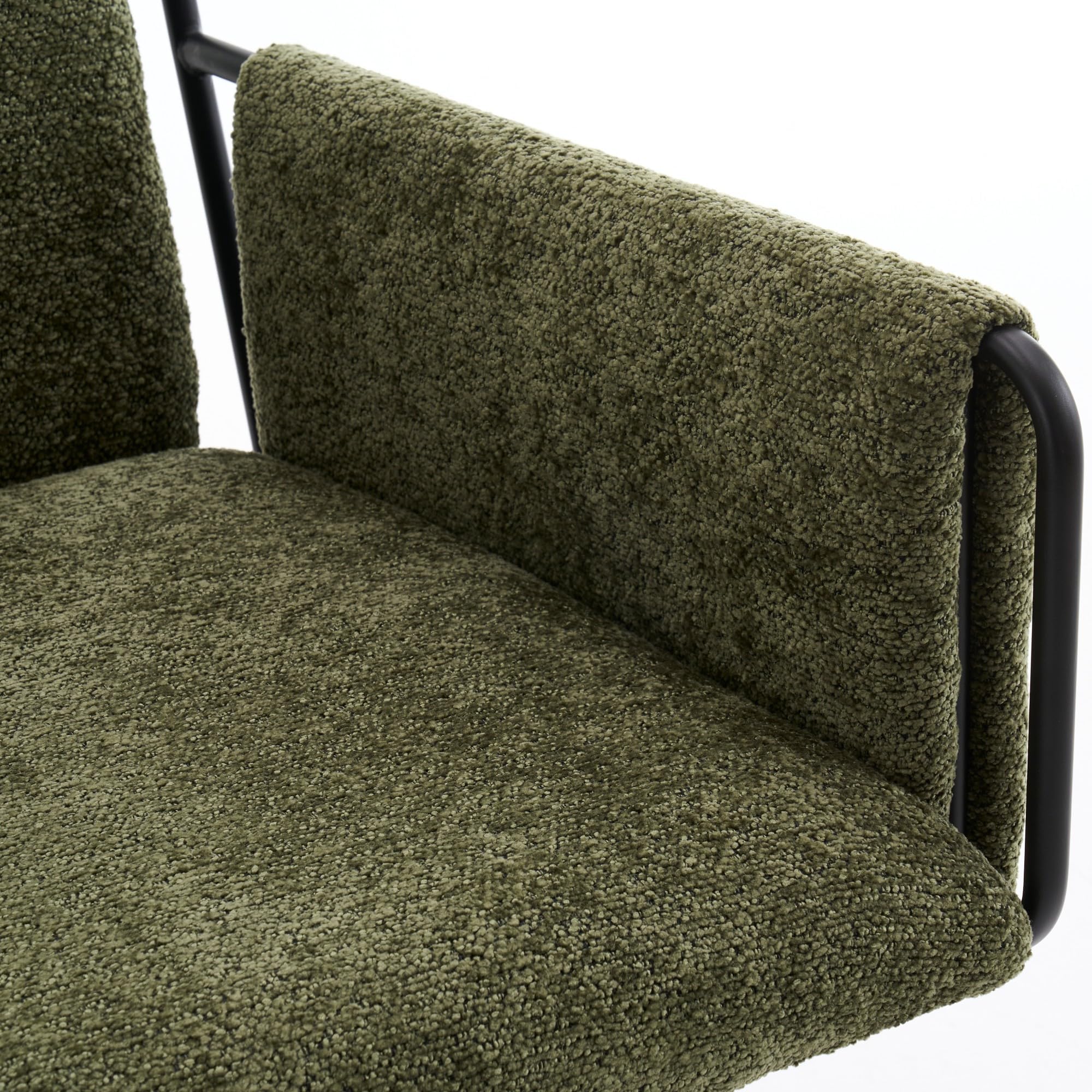 Modern Office Chair Green Boucle Fabric Adjustable Height
