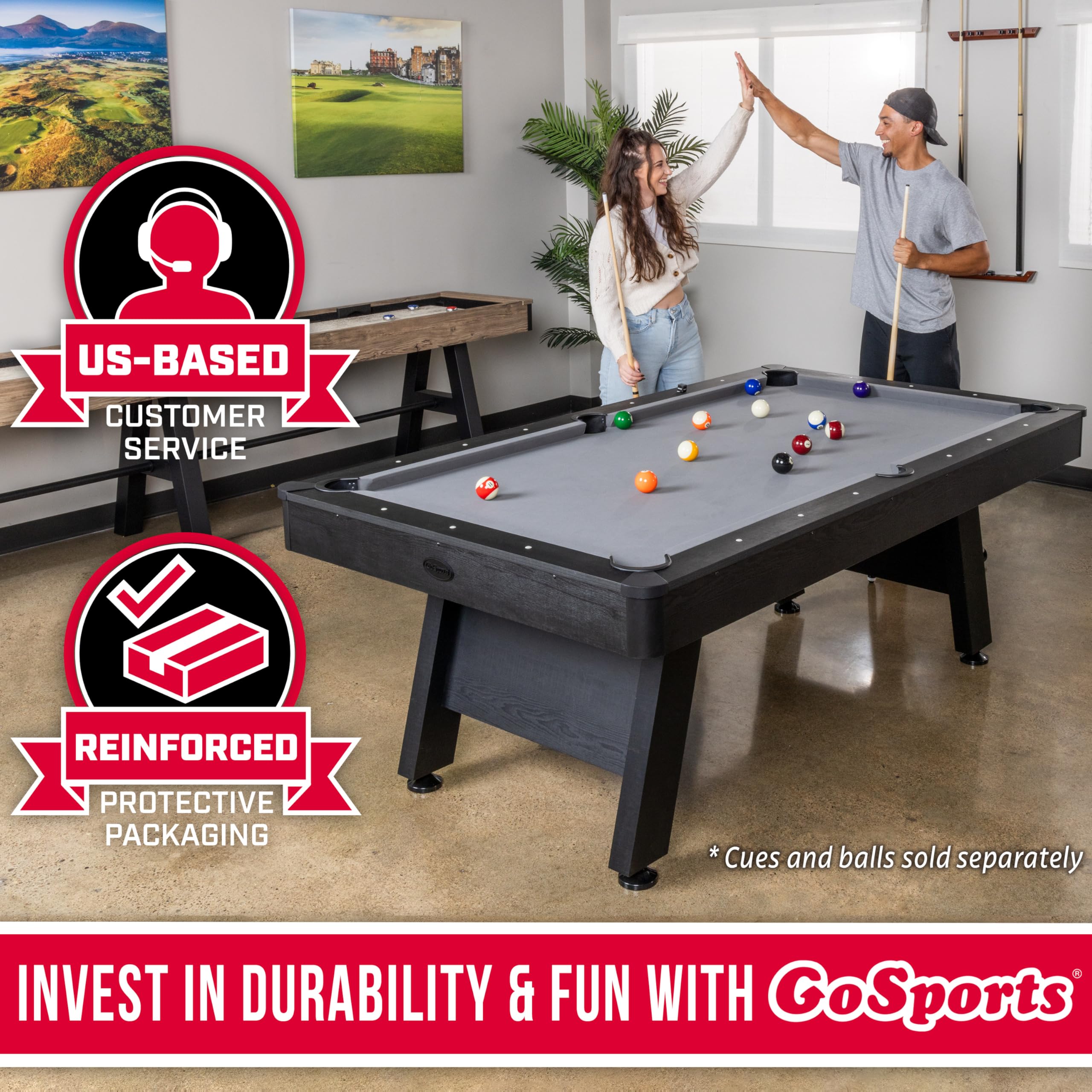 7 ft Pool Table with Wood Finish