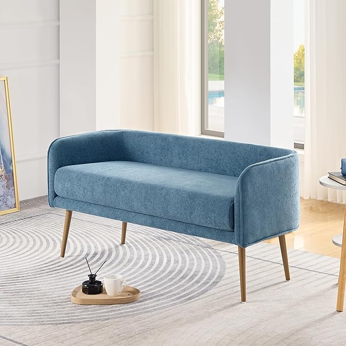 Bedroom Bench with Low Back and Metal Frame