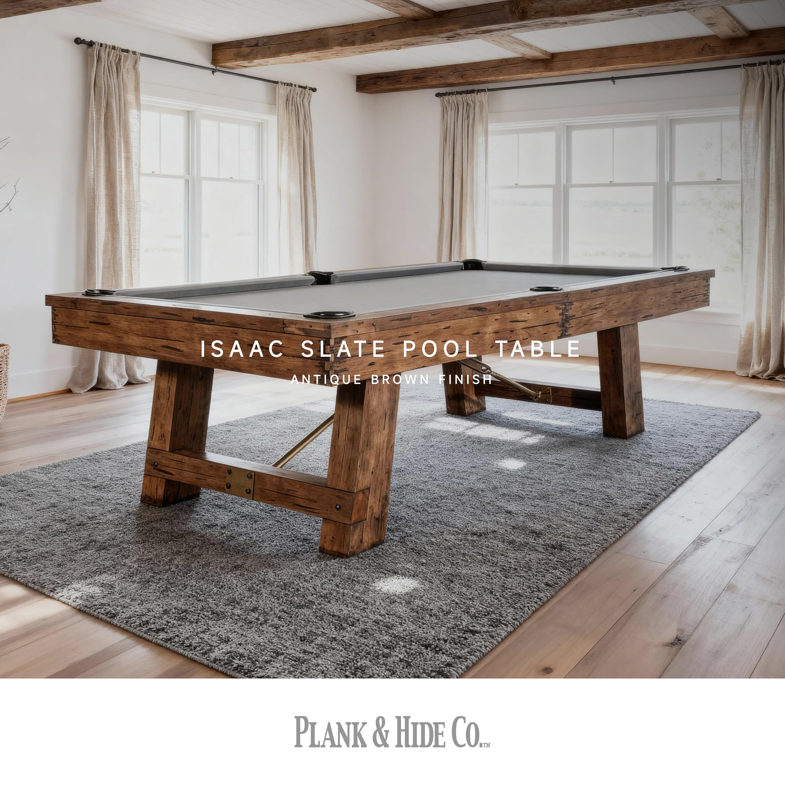 8ft Slate Pool Table Antique Brown