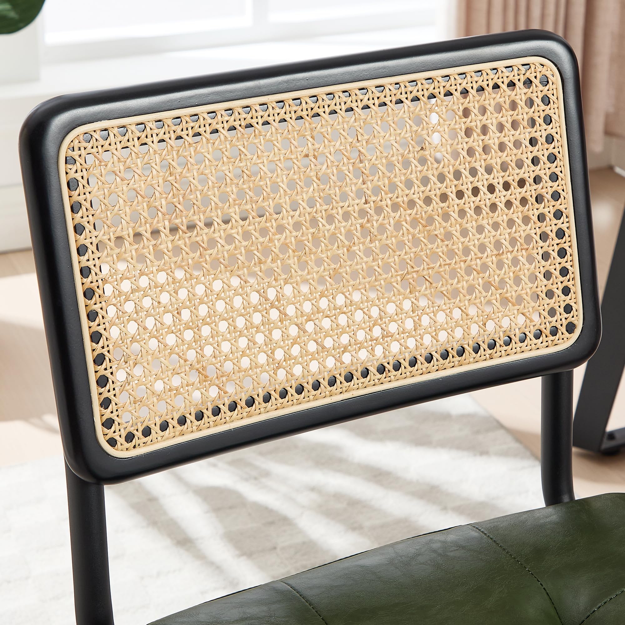 Rattan Desk Chair No Wheels Mid Century Modern Swivel Office Chair