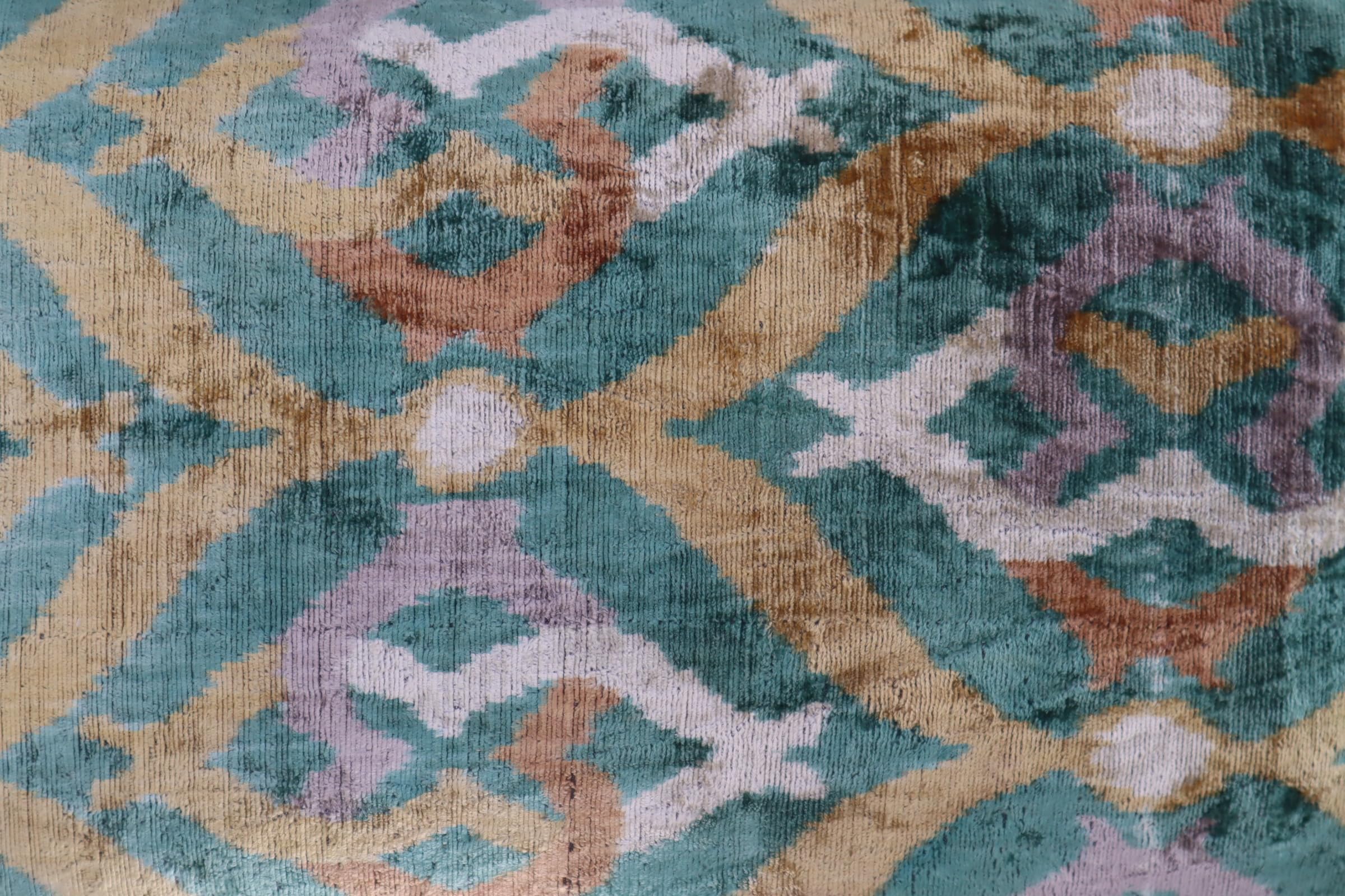 Handmade Velvet Ikat Throw Pillow 16x24