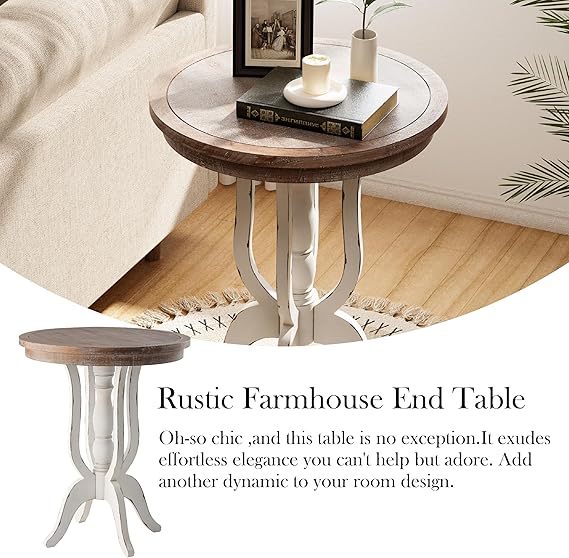 Rustic Accent End Table with Natural Top