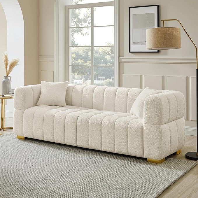 90.94" Cloud Sofa Couch - Modern Deep Seat Boucle 3-Seater Loveseat