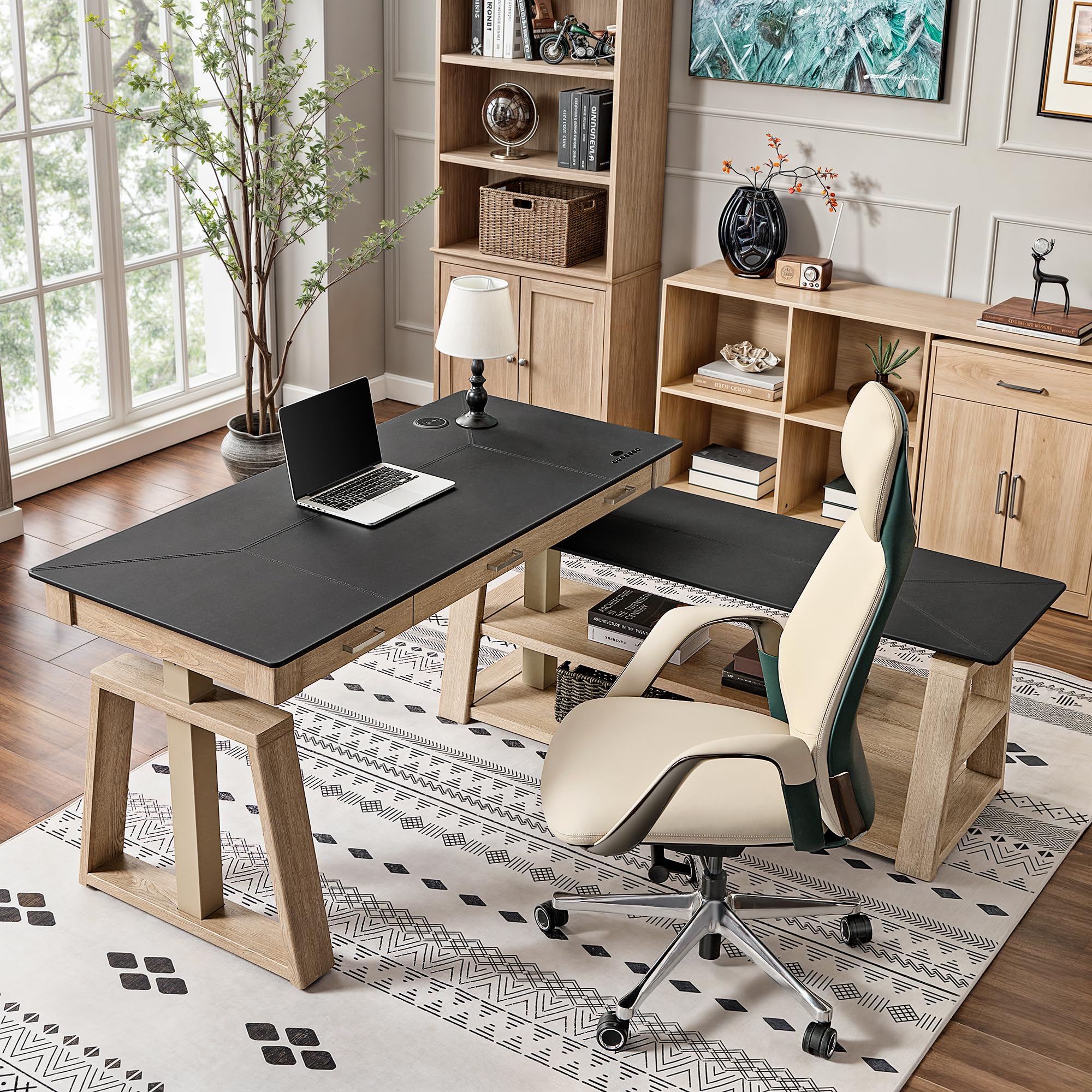 L-Shaped Standing Desk with Drawers 60 Inch
