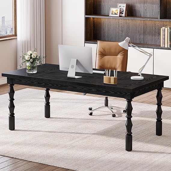 62.2-Inch Executive Office Desk with Turned Legs