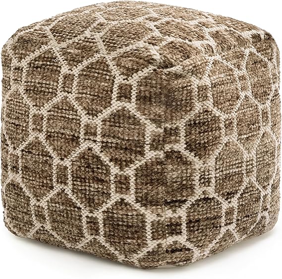 Handmade Pouf Ottoman Footrest - 20" x 20" x 20" Red
