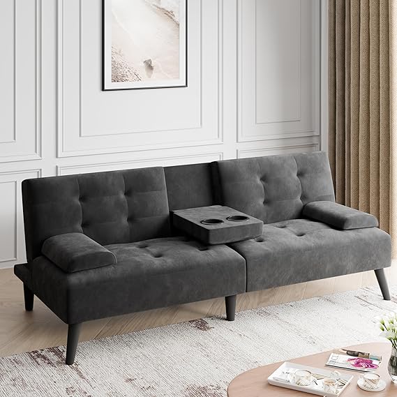 Convertible Futon Sofa Bed with Adjustable Recliner