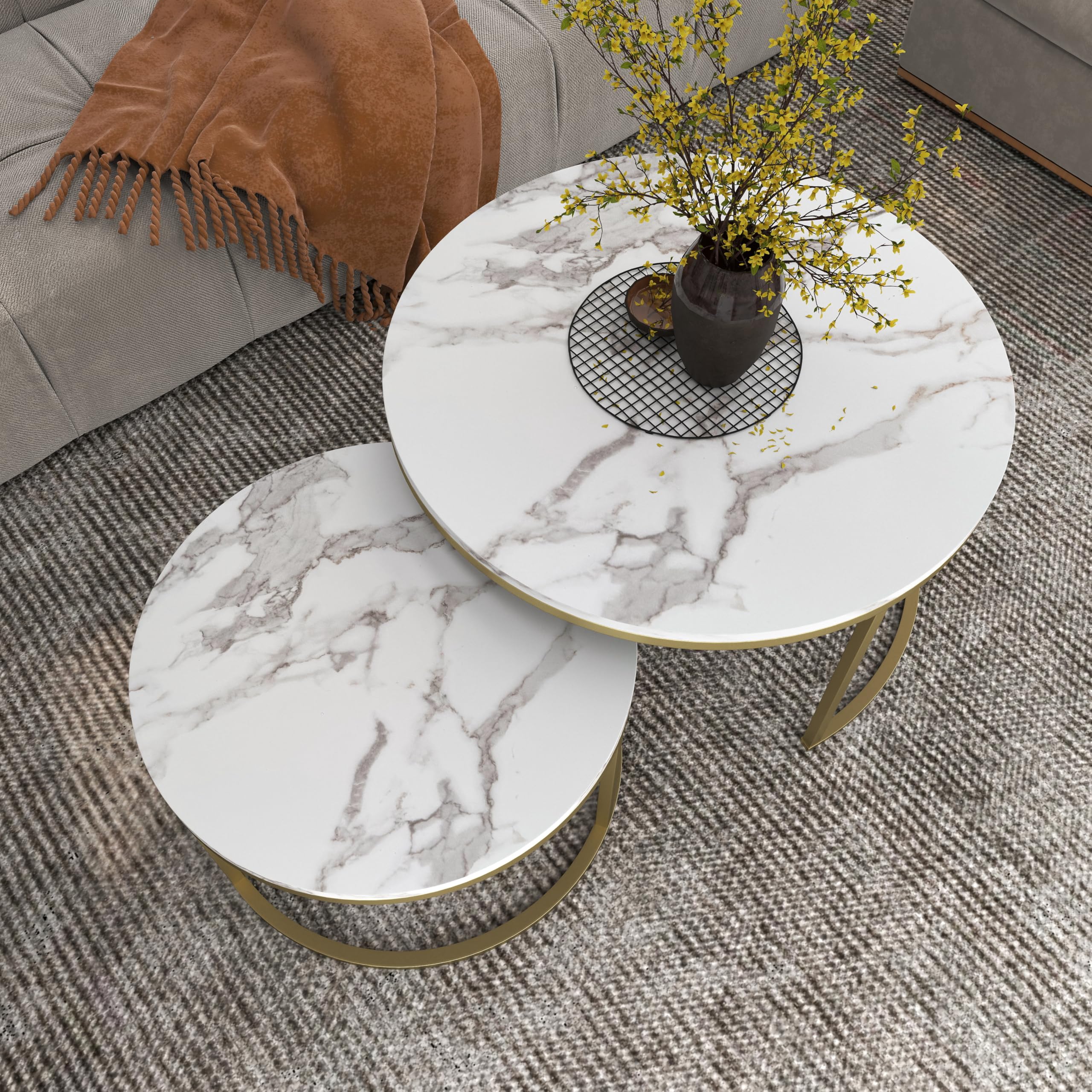 Round Nesting Coffee Table Set of 2