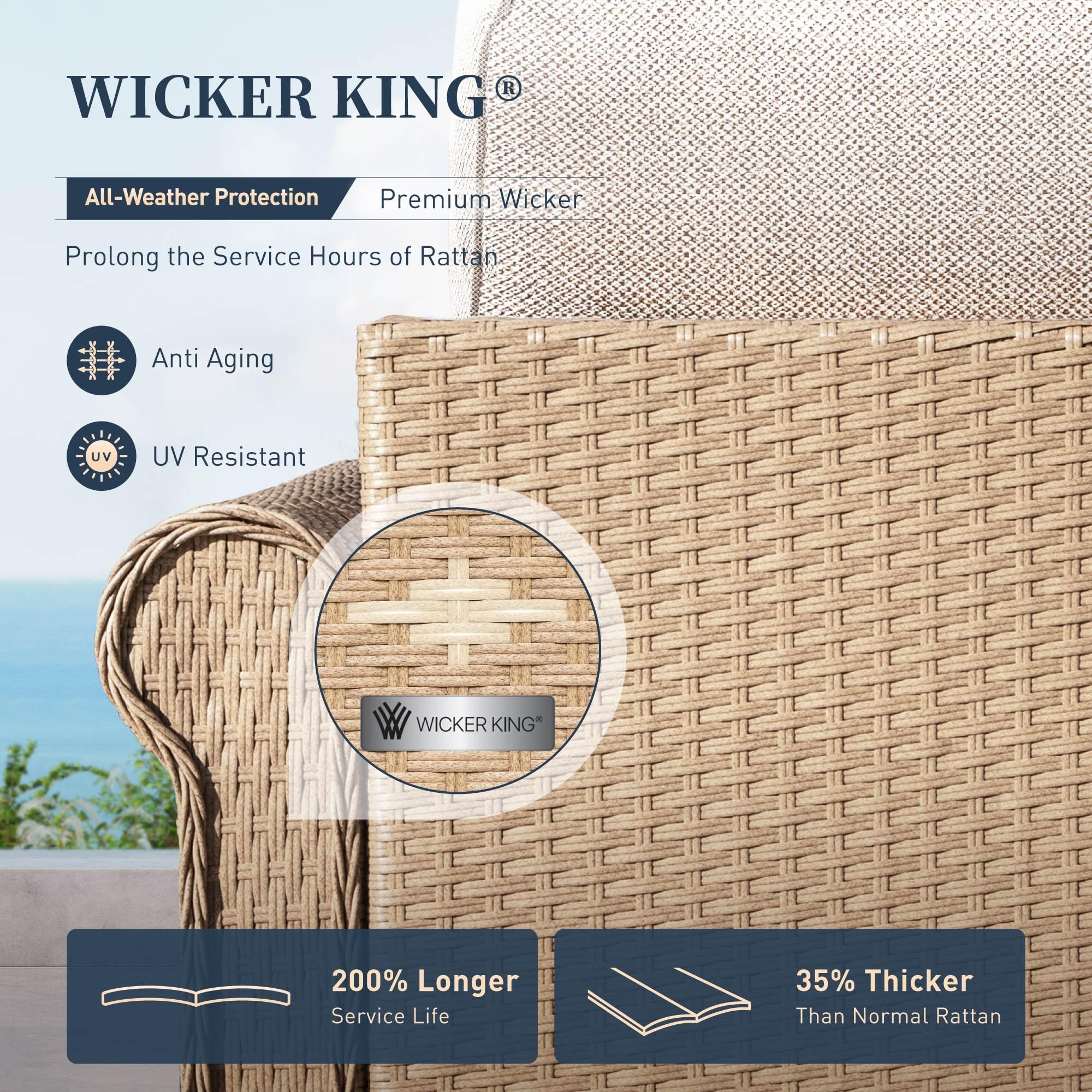 6-Piece Wicker Rattan Sectional Sofa Set with Waterproof Cushions
