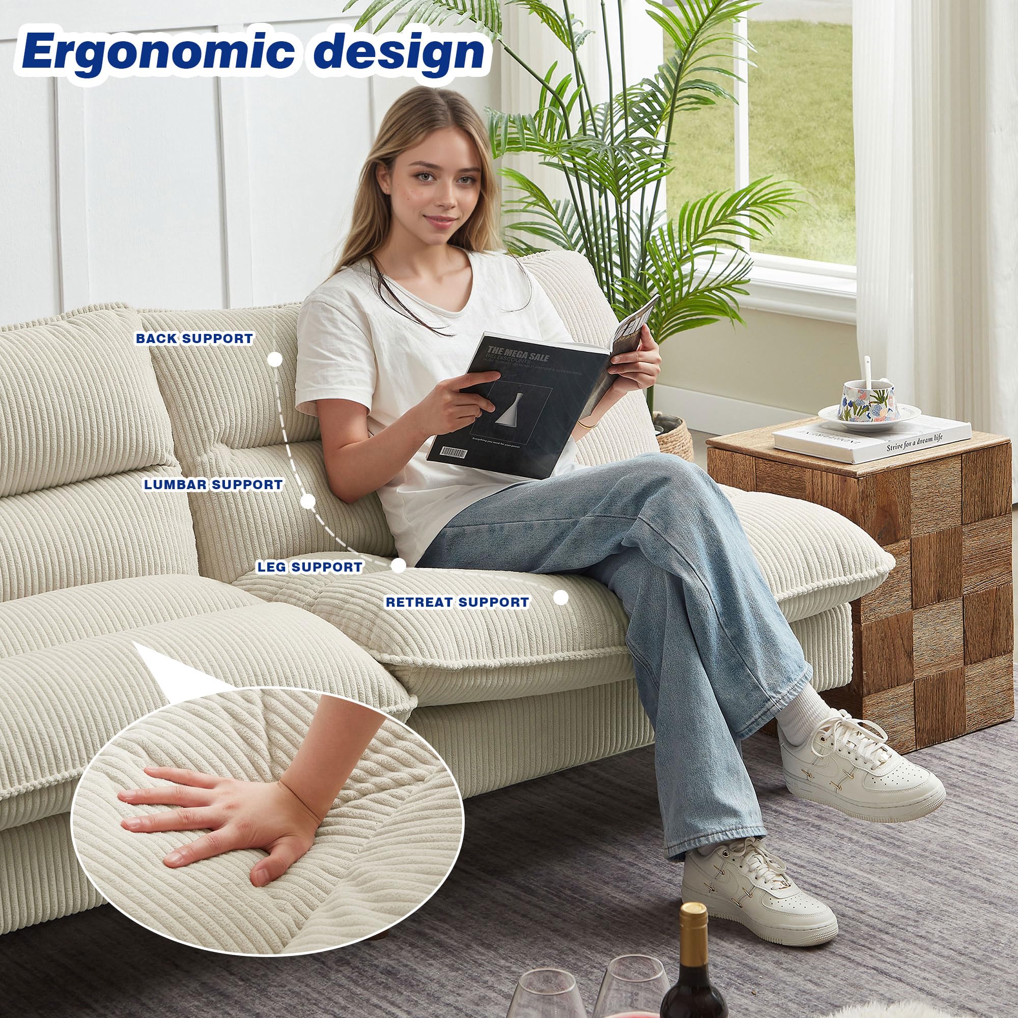 72" Convertible Futon Sofa Bed with Adjustable Backrest