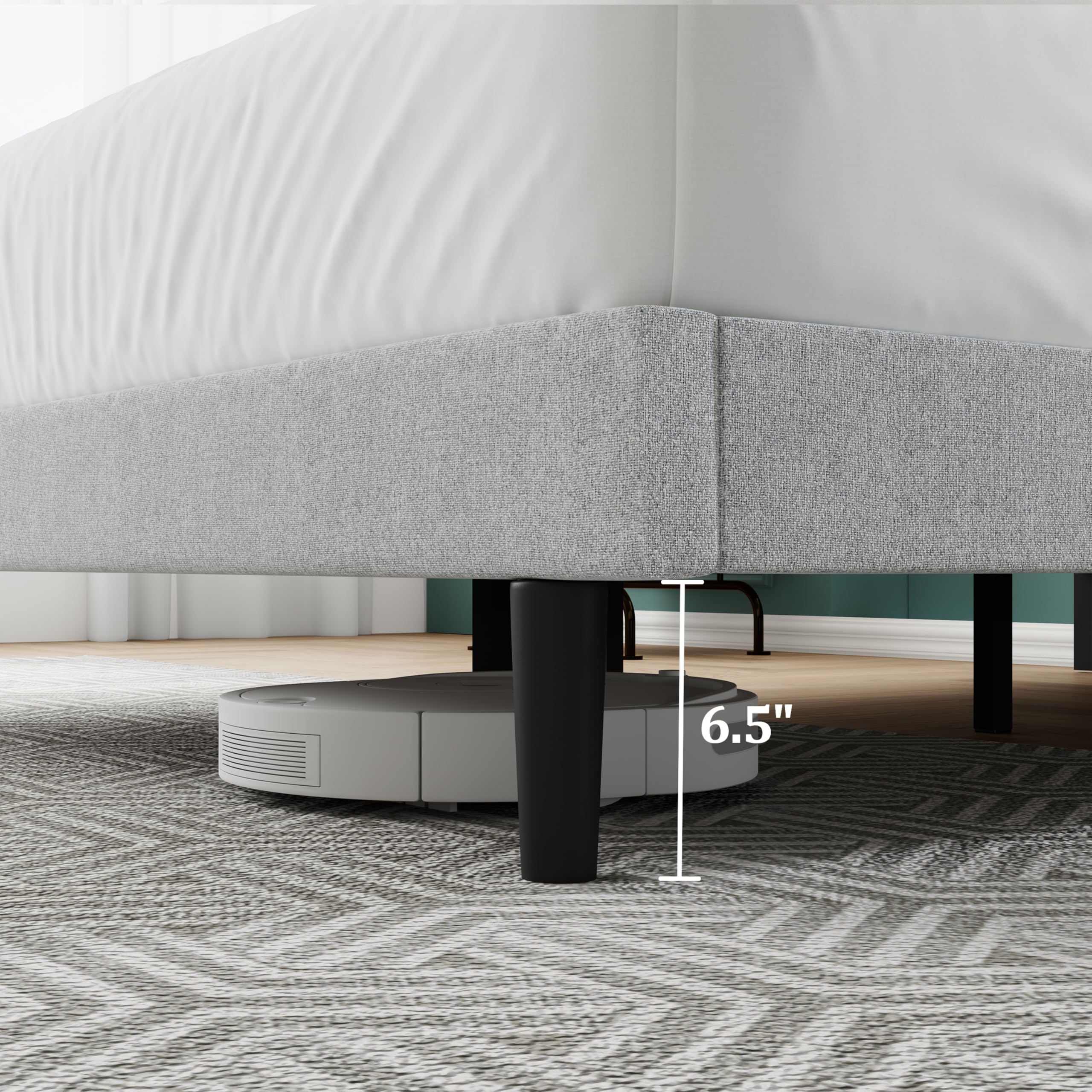 Full Size Upholstered Platform Bed Frame with Headboard