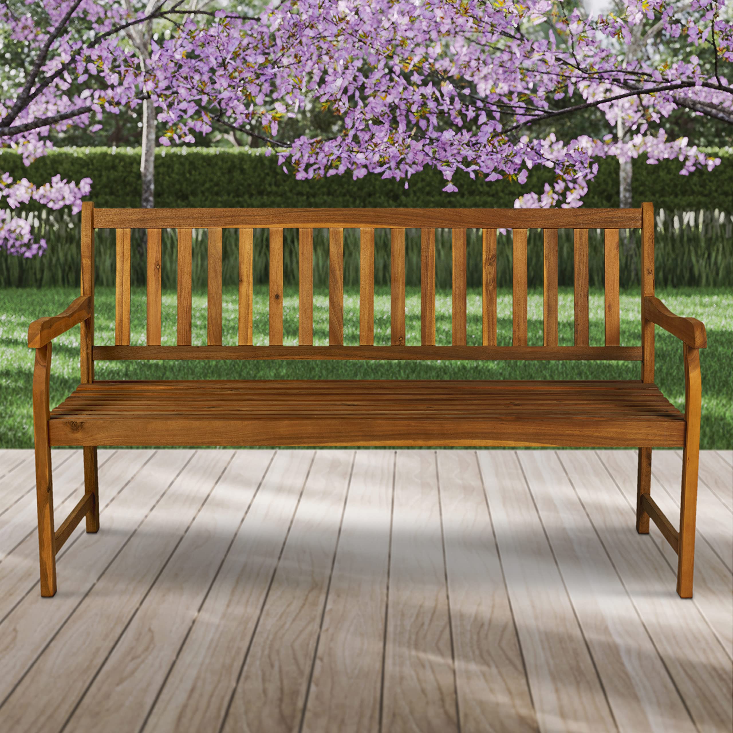 Acacia Wood Outdoor Garden Bench