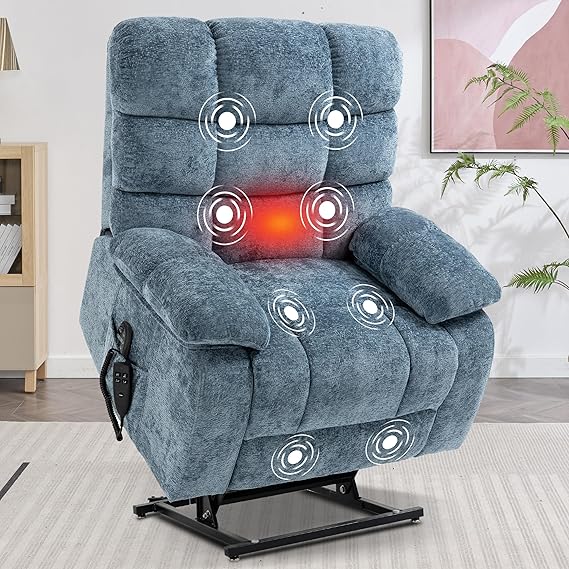 Dual Motor Lift Recliner Chair with Massage and Heat