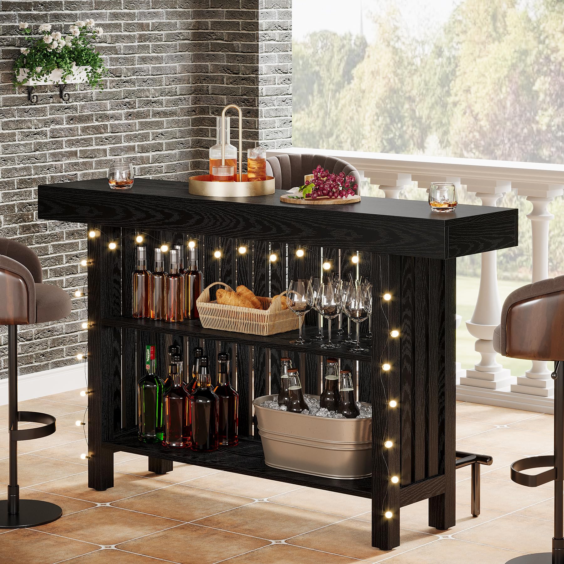 2-Tier Bar Table with Footrest
