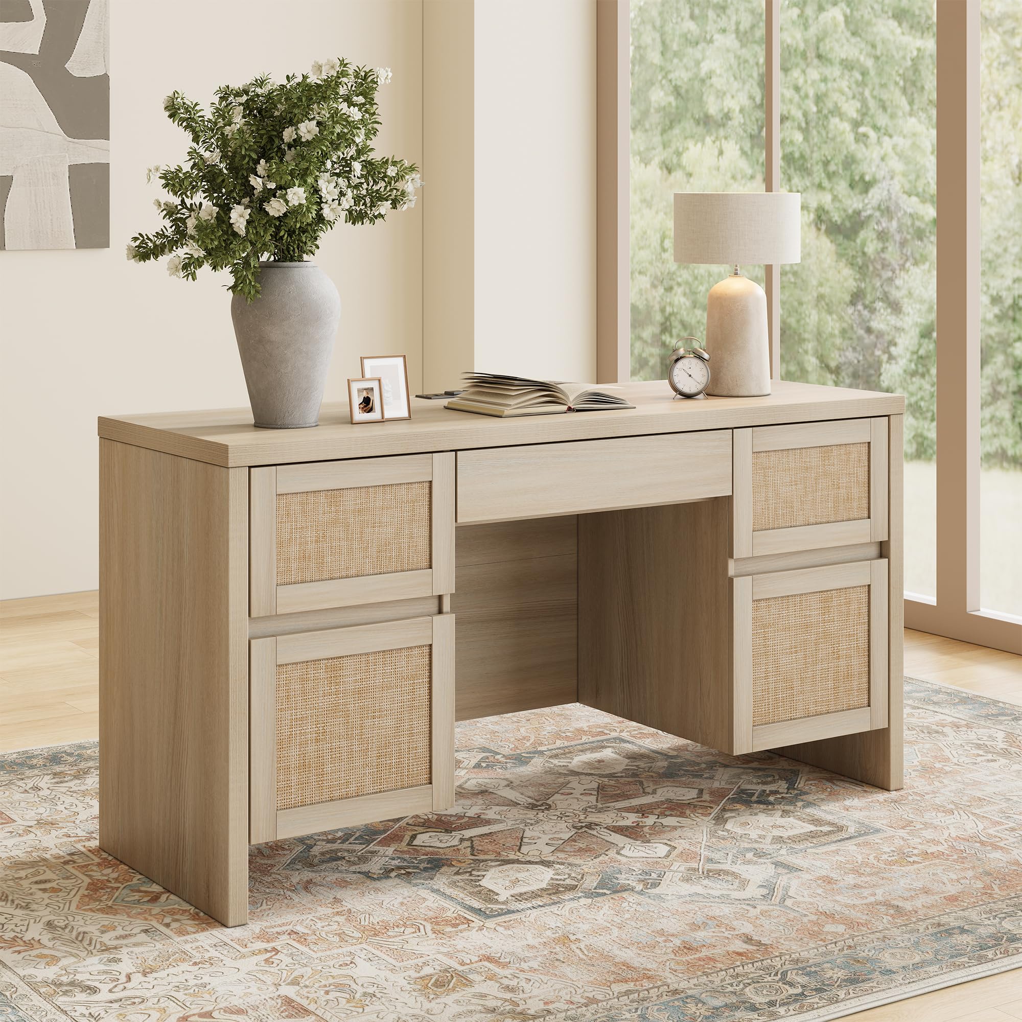 Executive Desk with 5 Drawers and Charging Station