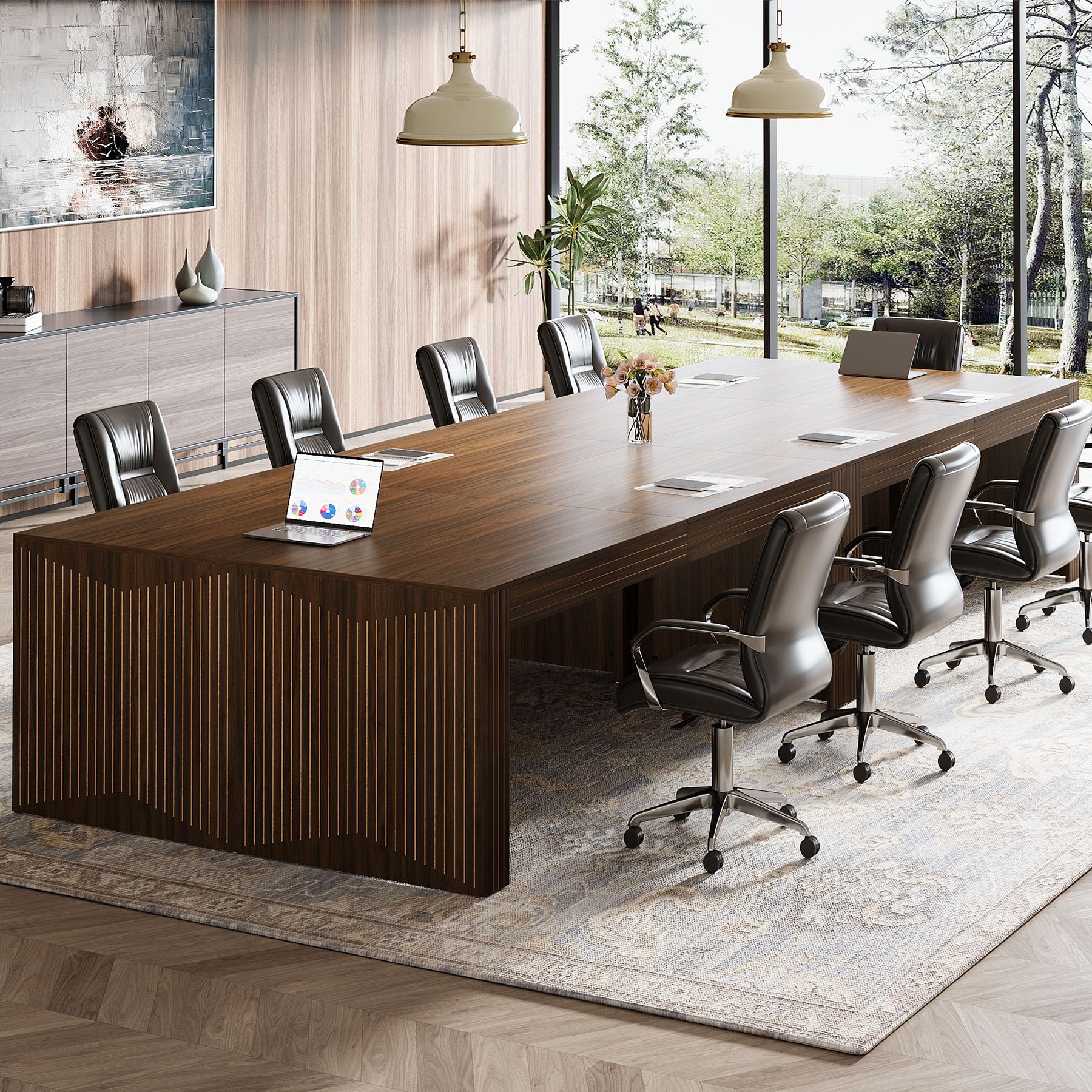 Large Conference Table 78.74" Rectangular Meeting Desk Walnut Brown