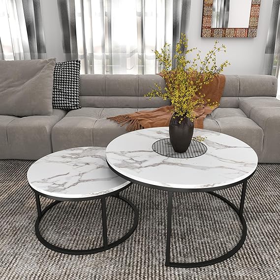 Round Nesting Coffee Table Set of 2