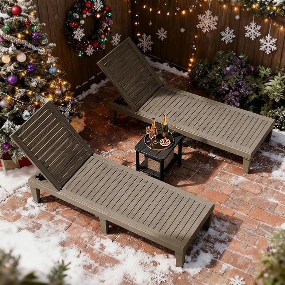Outdoor Chaise Lounge Chairs Set of 2 - 5-Position Adjustable