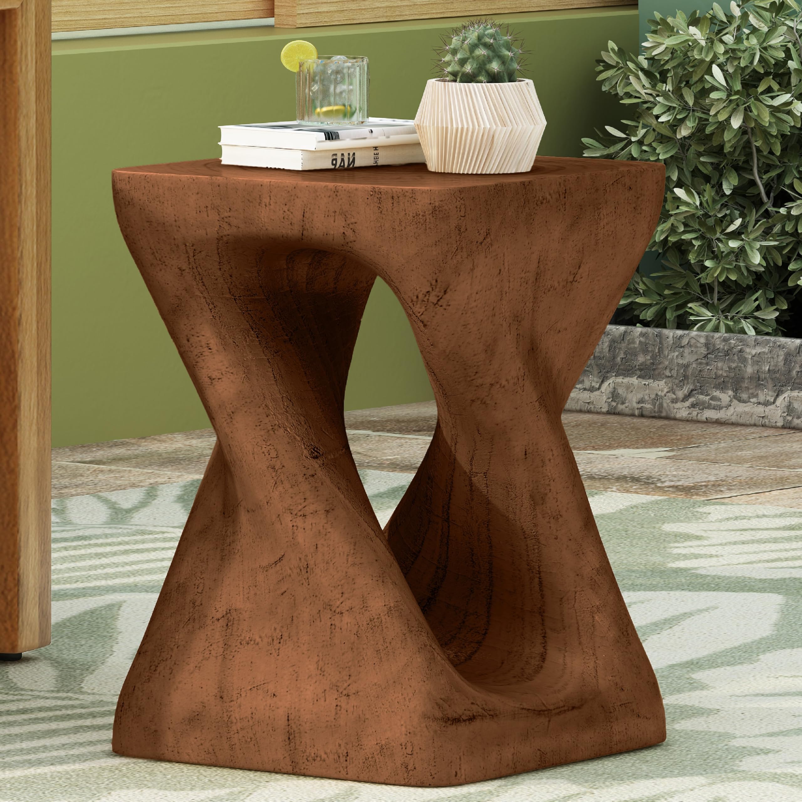 Twist Shape Accent Side Table - Modern Pedestal End Table