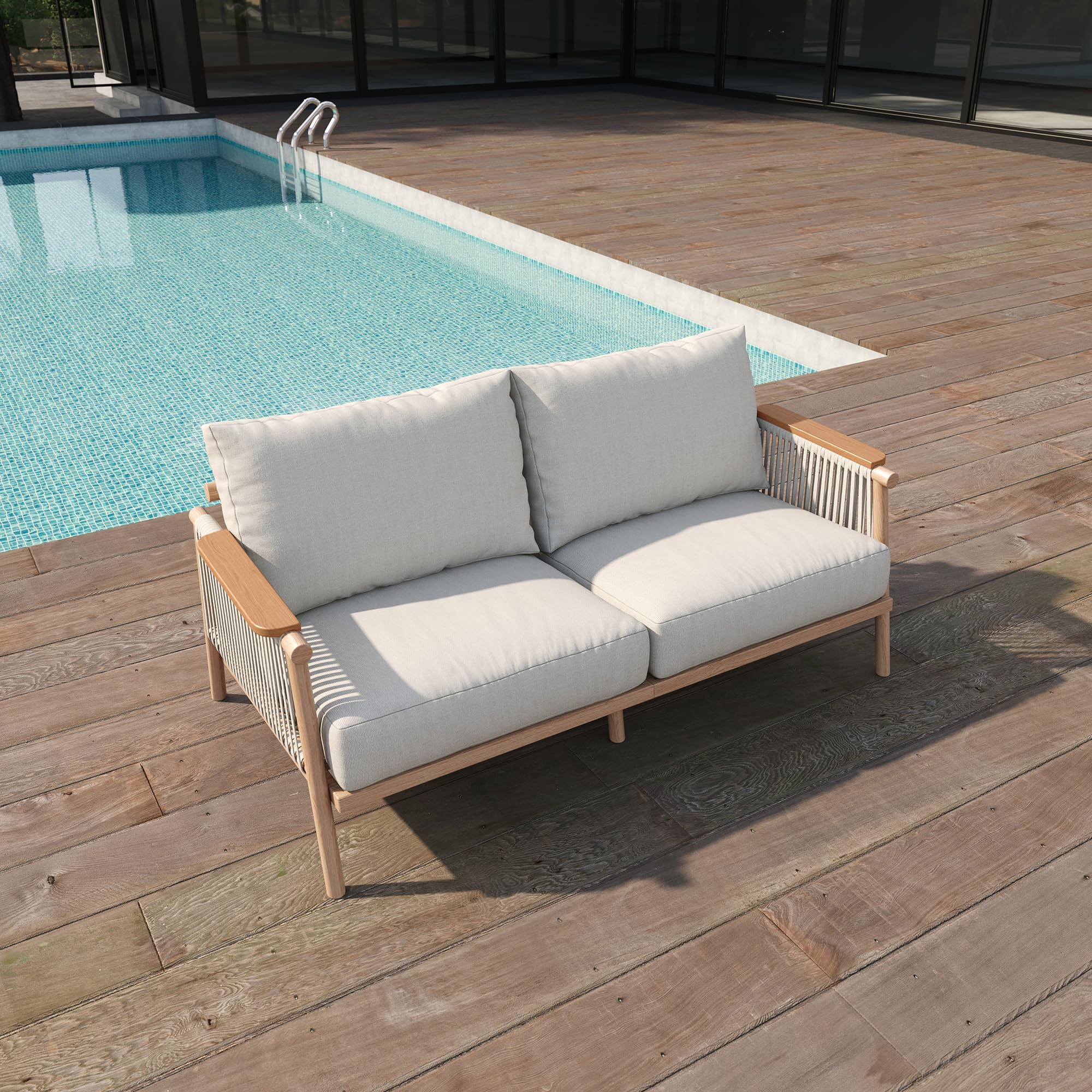Modern All-Weather Aluminum Outdoor Patio Loveseat