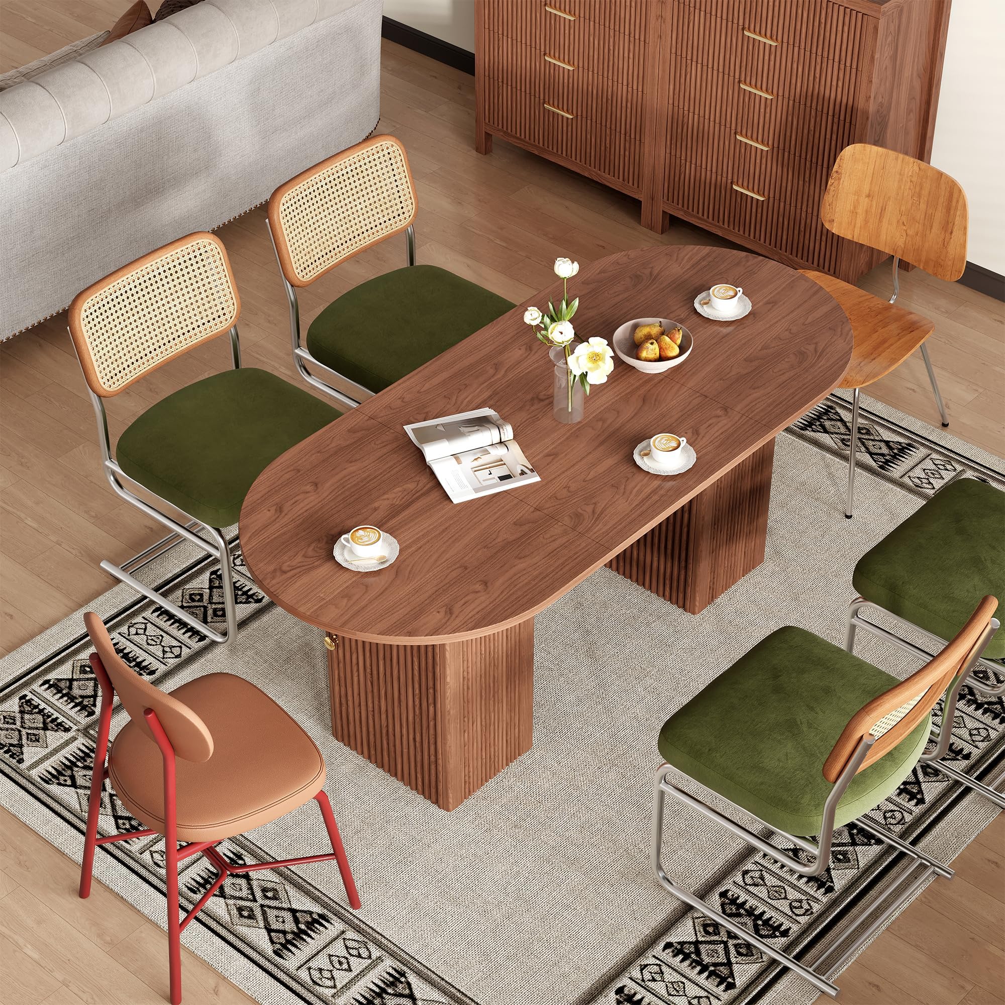 70.87 Inch Round Dining Table with Storage Shelf