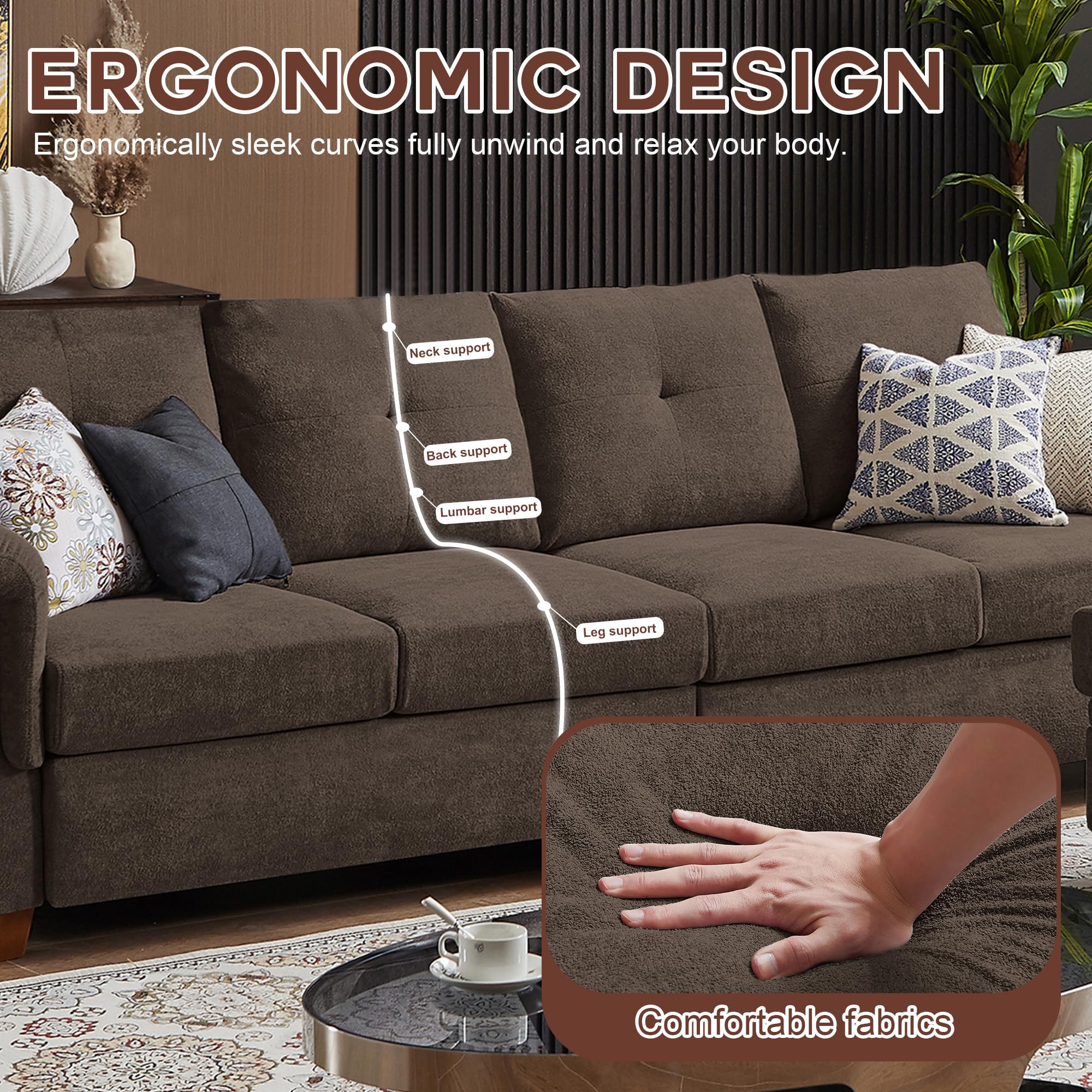 109" Convertible L-Shaped Sectional Sofa with Storage