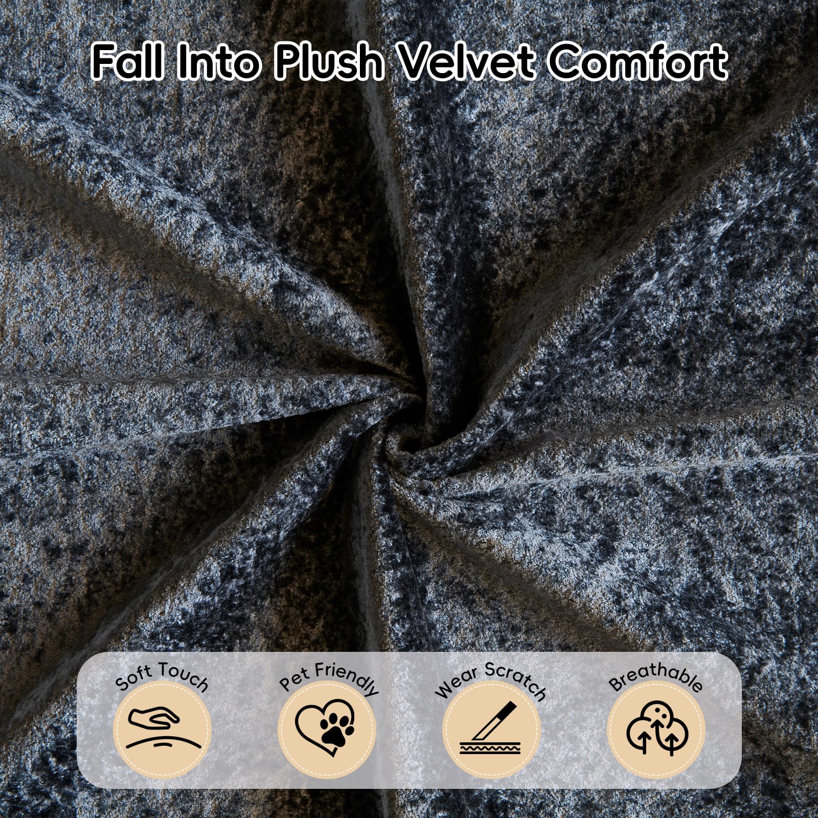 Cloud Modular Sectional Sofa - 108" L-Shaped Velvet Couch with Chaise