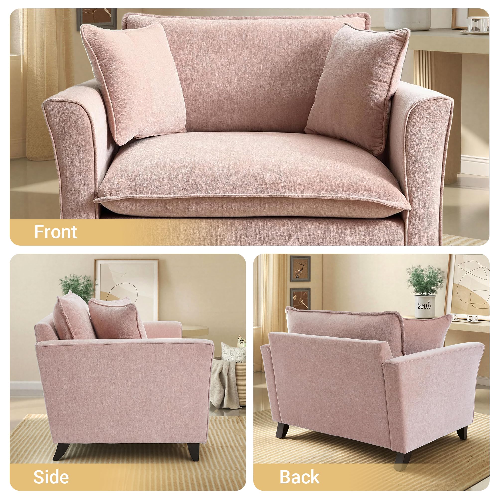 Pink Chenille Accent Chair with Removable Cover