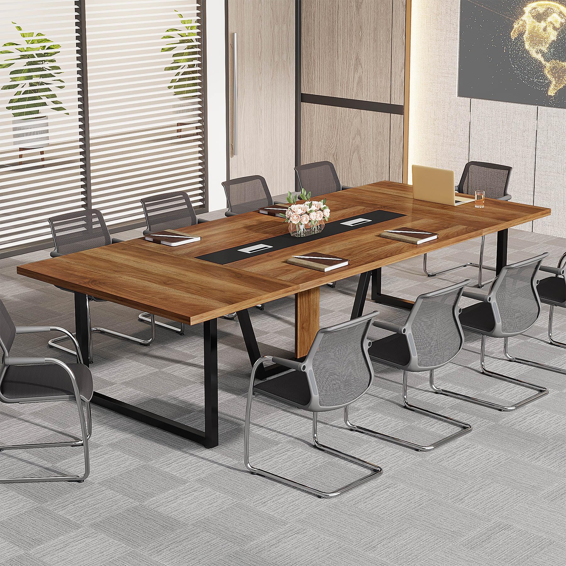 8FT Conference Table for 10 People with Metal Frame