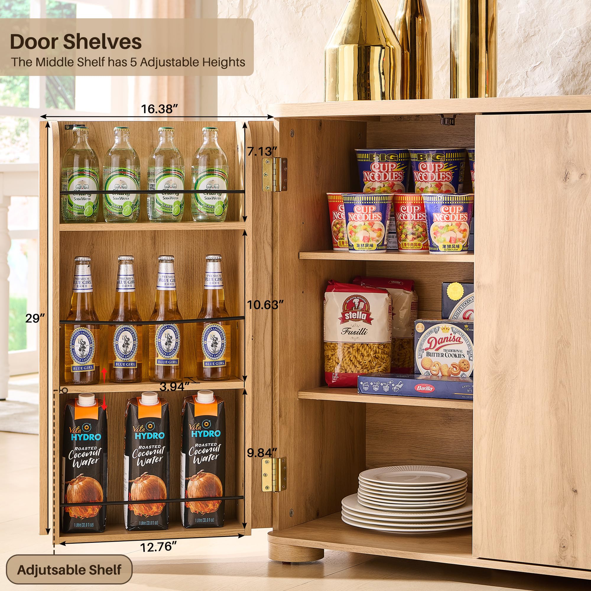 Curved Buffet Cabinet with Storage