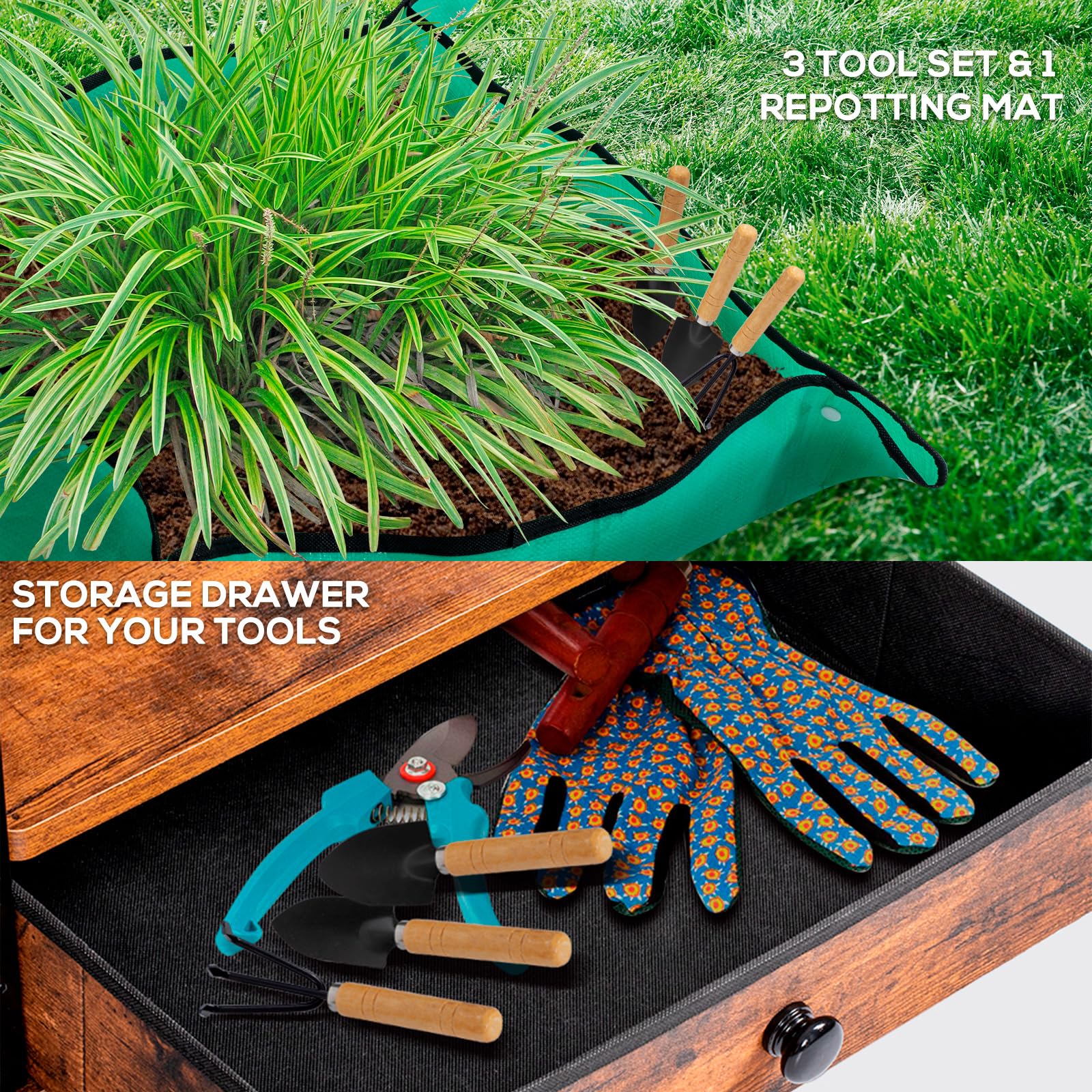 7-Tier Half Moon Plant Stand with Lockable Wheels