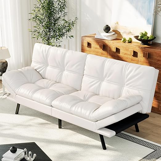 71" Convertible Futon Sofa Bed with Memory Foam