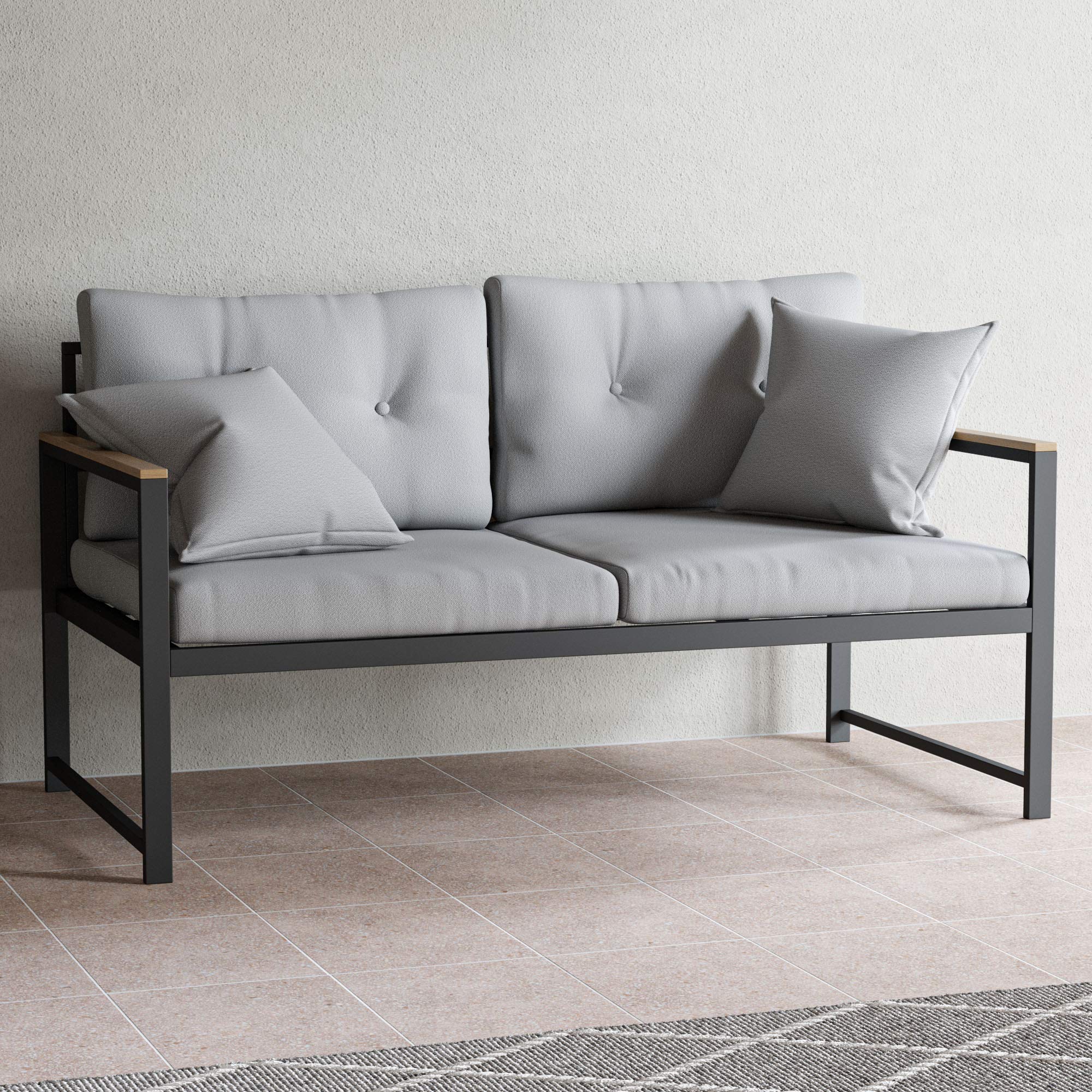 Cliffside Metal Loveseat with Cushions