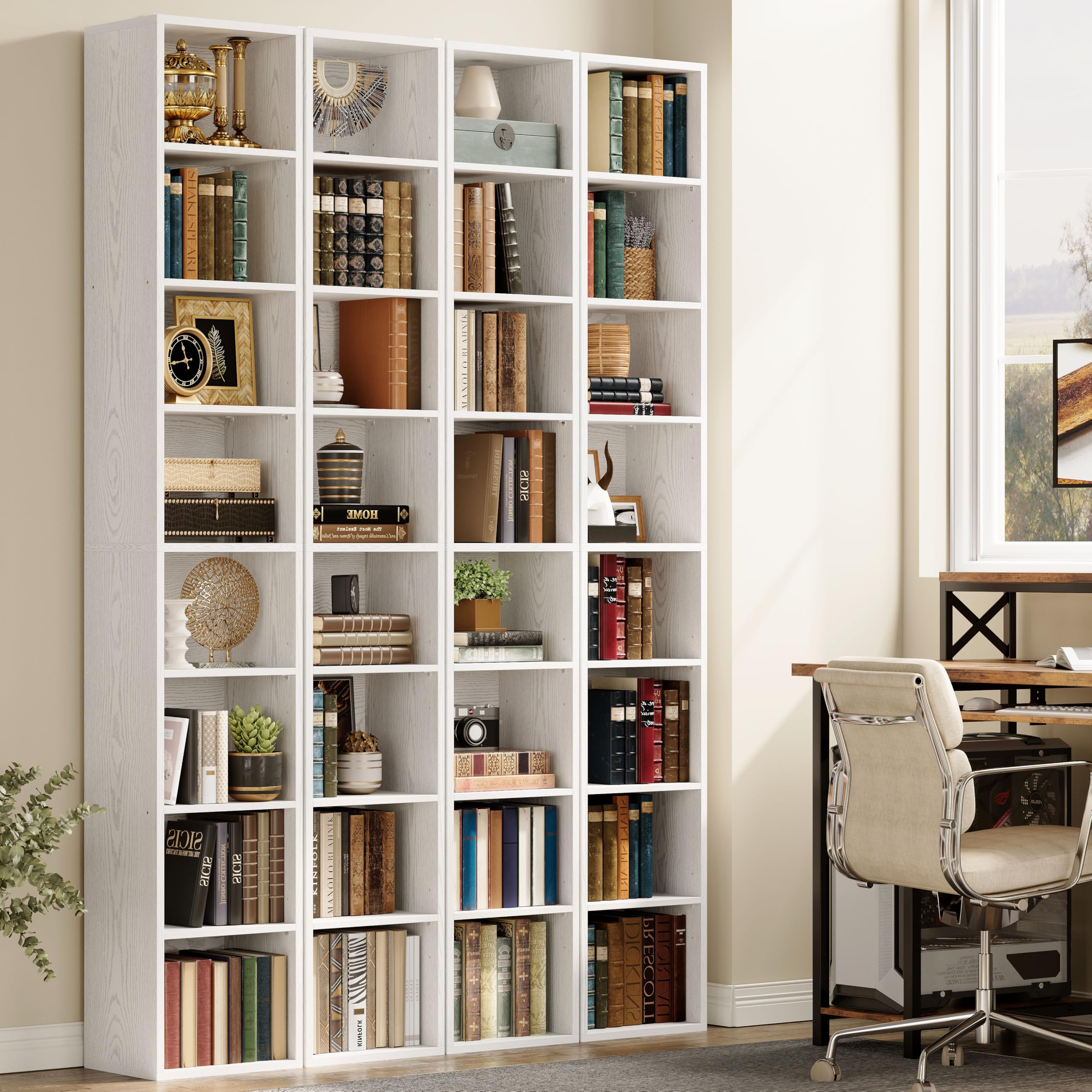 8-Tier Tall Narrow Bookshelf