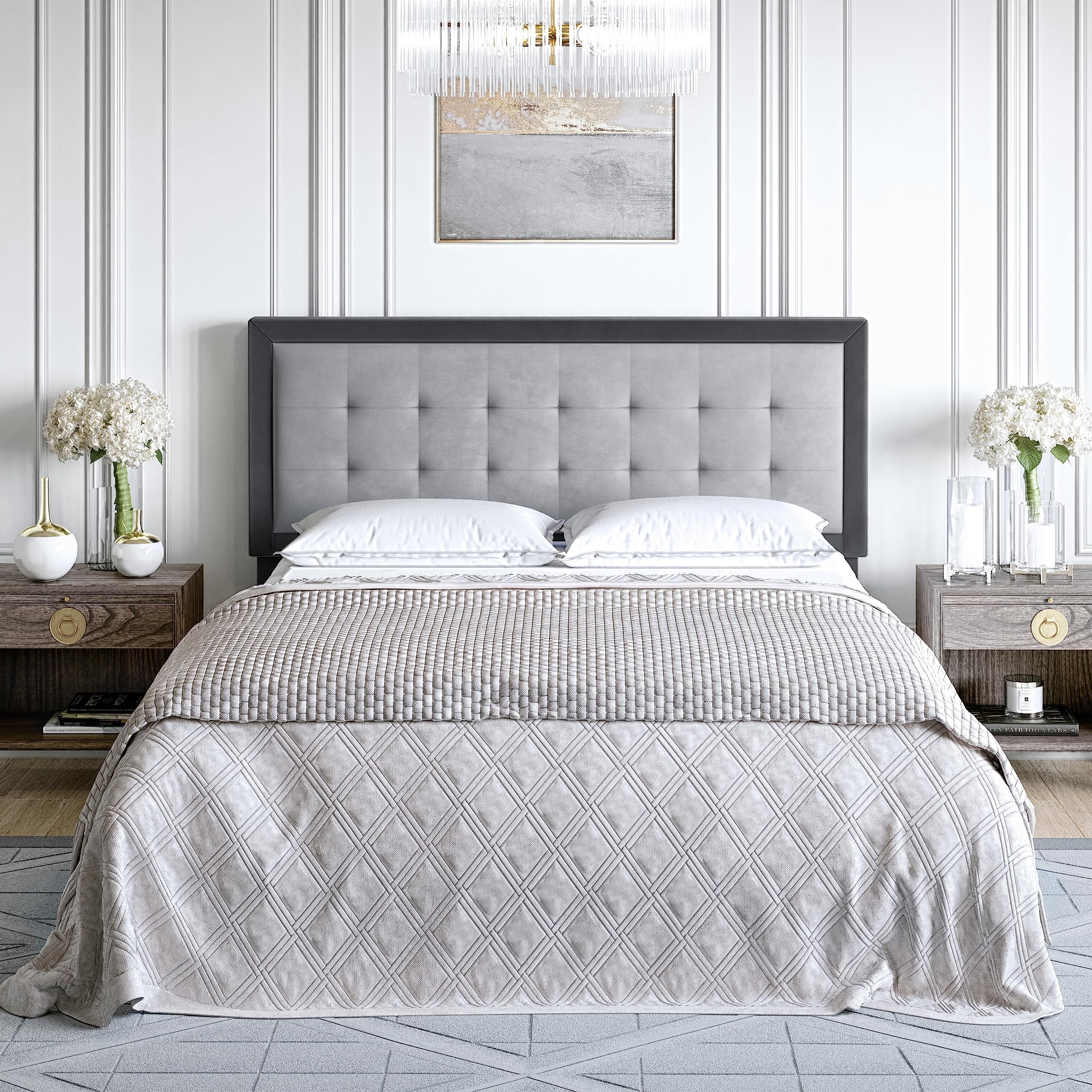 Upholstered Button Tufted Headboard Queen