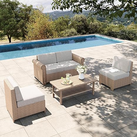 6 Piece Outdoor Sectional Sofa Set with Coffee Table
