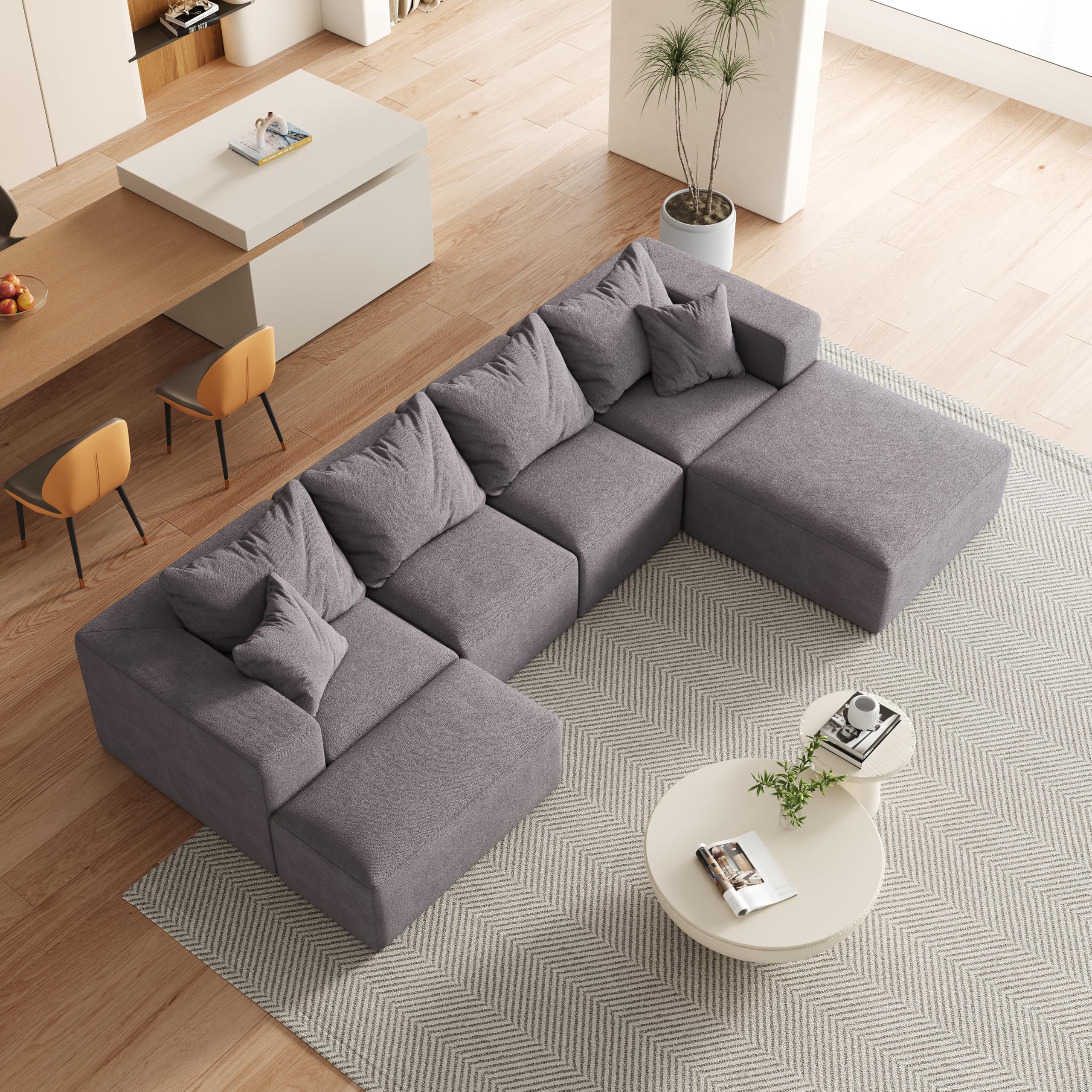 132" L-Shaped Sectional Sofa with Ottoman